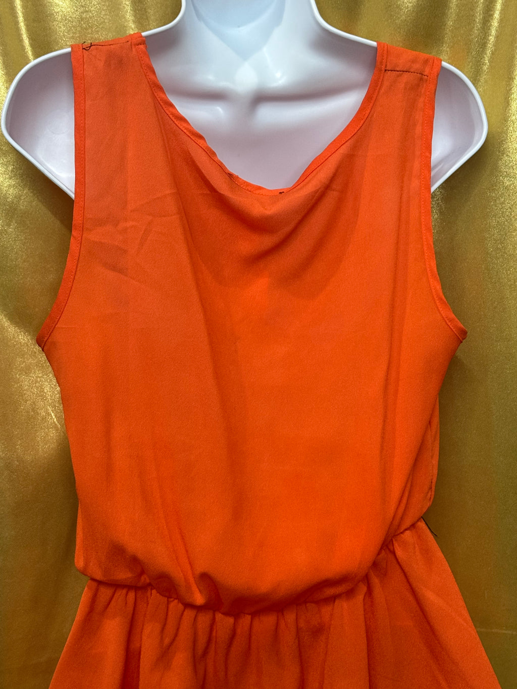 O'SHER Orange Sleeveless Peplum Top Size Large Made in USA