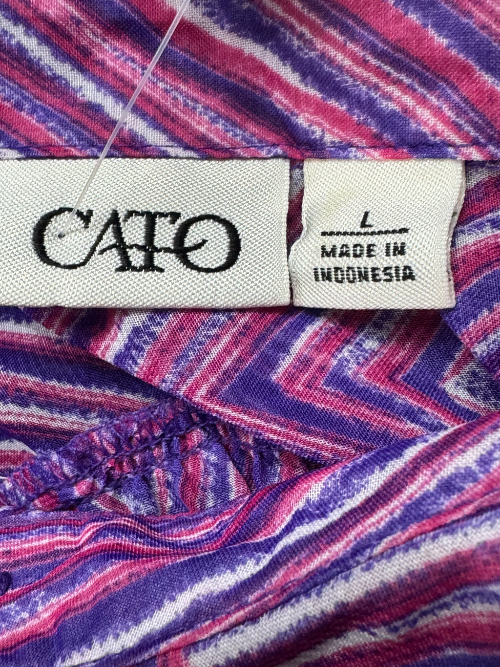 Cato Sheer Chevron Sleeveless Button Down Blouse Pink Purple Size Large