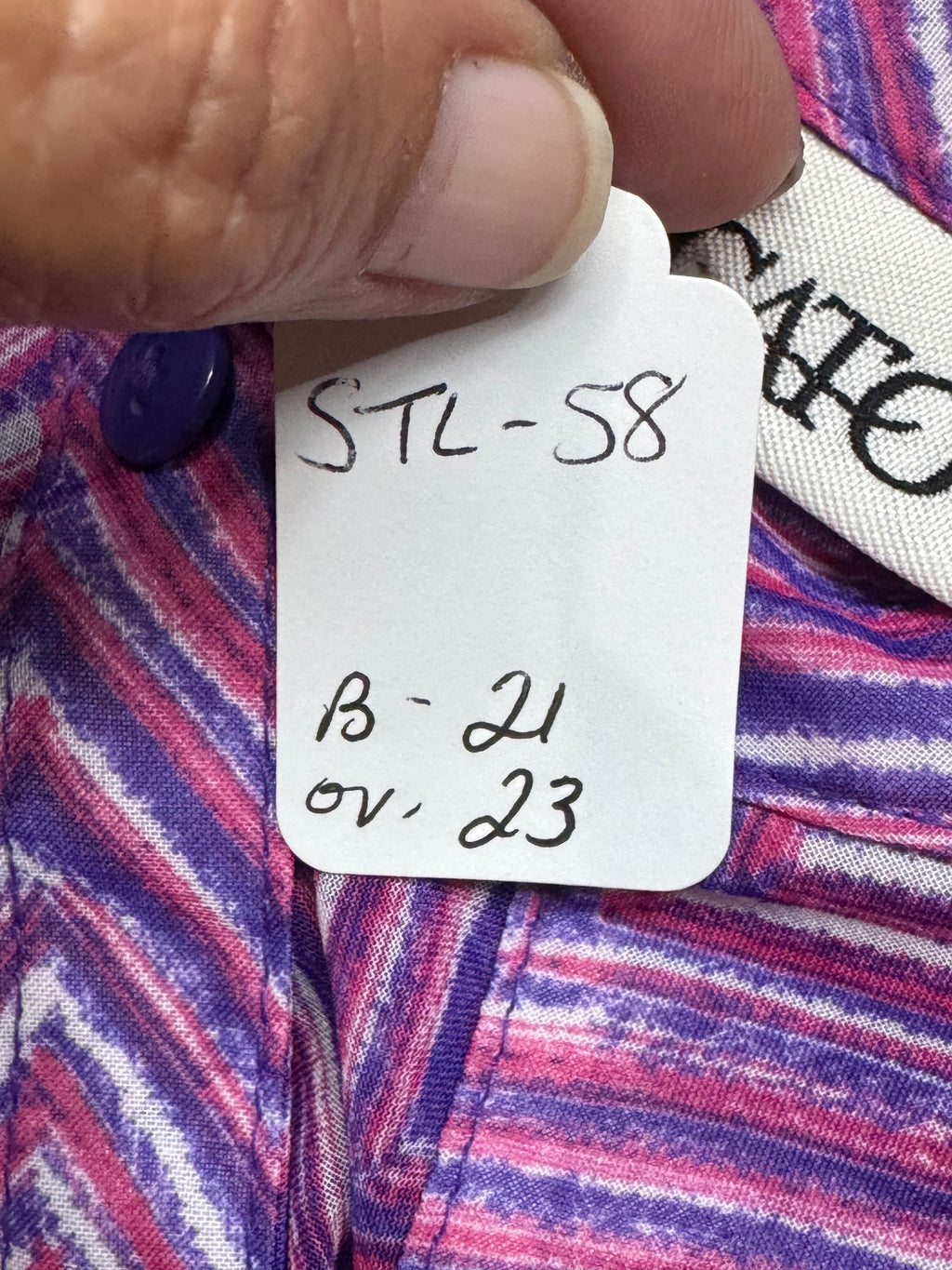 Cato Sheer Chevron Sleeveless Button Down Blouse Pink Purple Size Large
