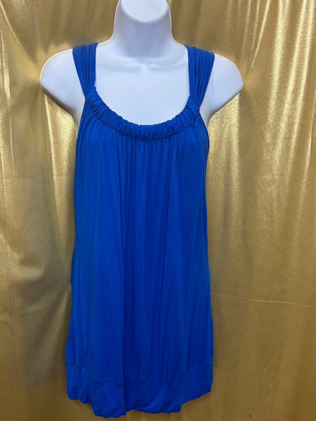 Cable & Gauge Cobalt Blue Bubble Hem Tank Top - Size Large Knit Scoop Neck Cami