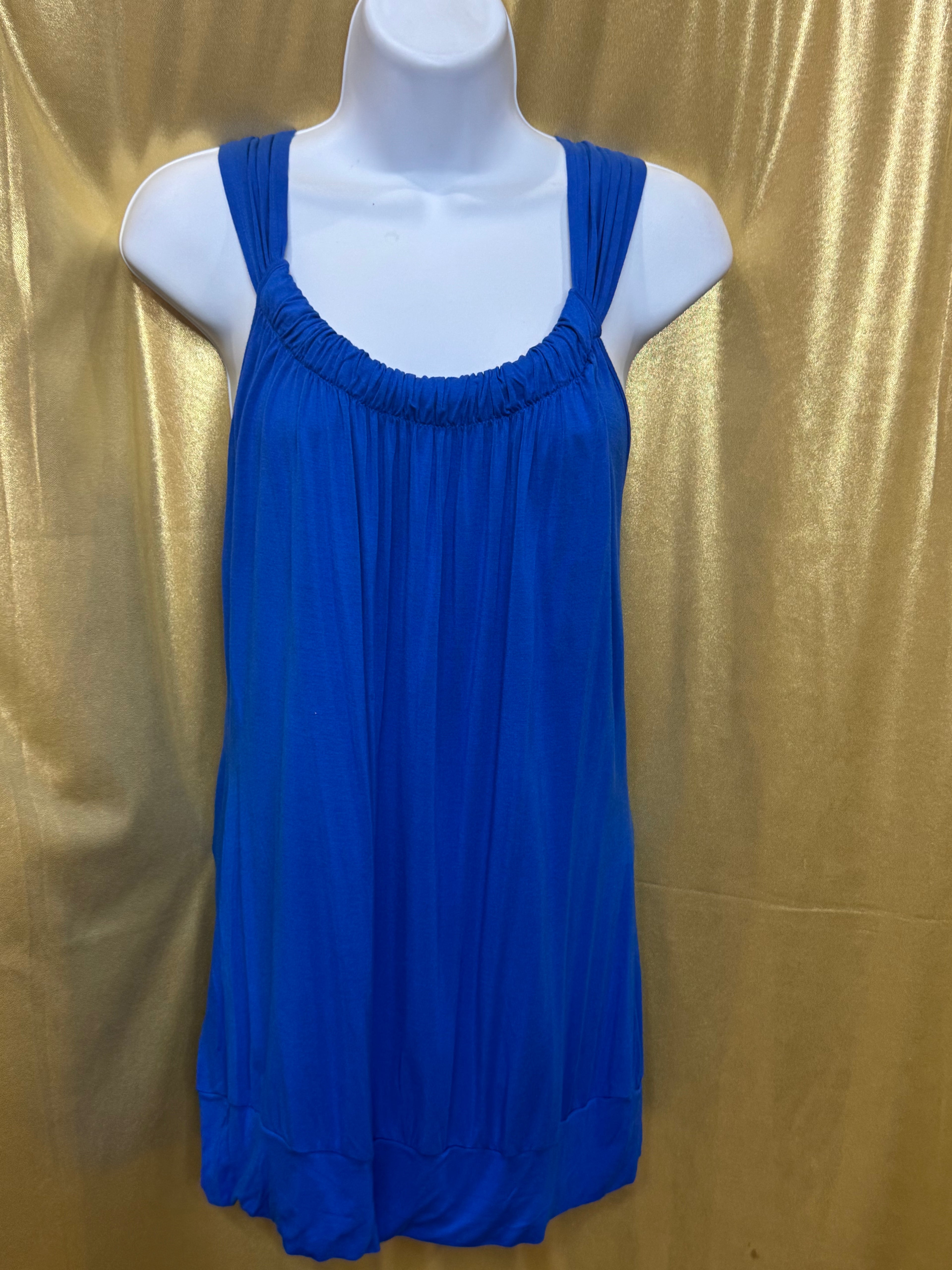 Cable & Gauge Cobalt Blue Bubble Hem Tank Top - Size Large Knit Scoop Neck Cami
