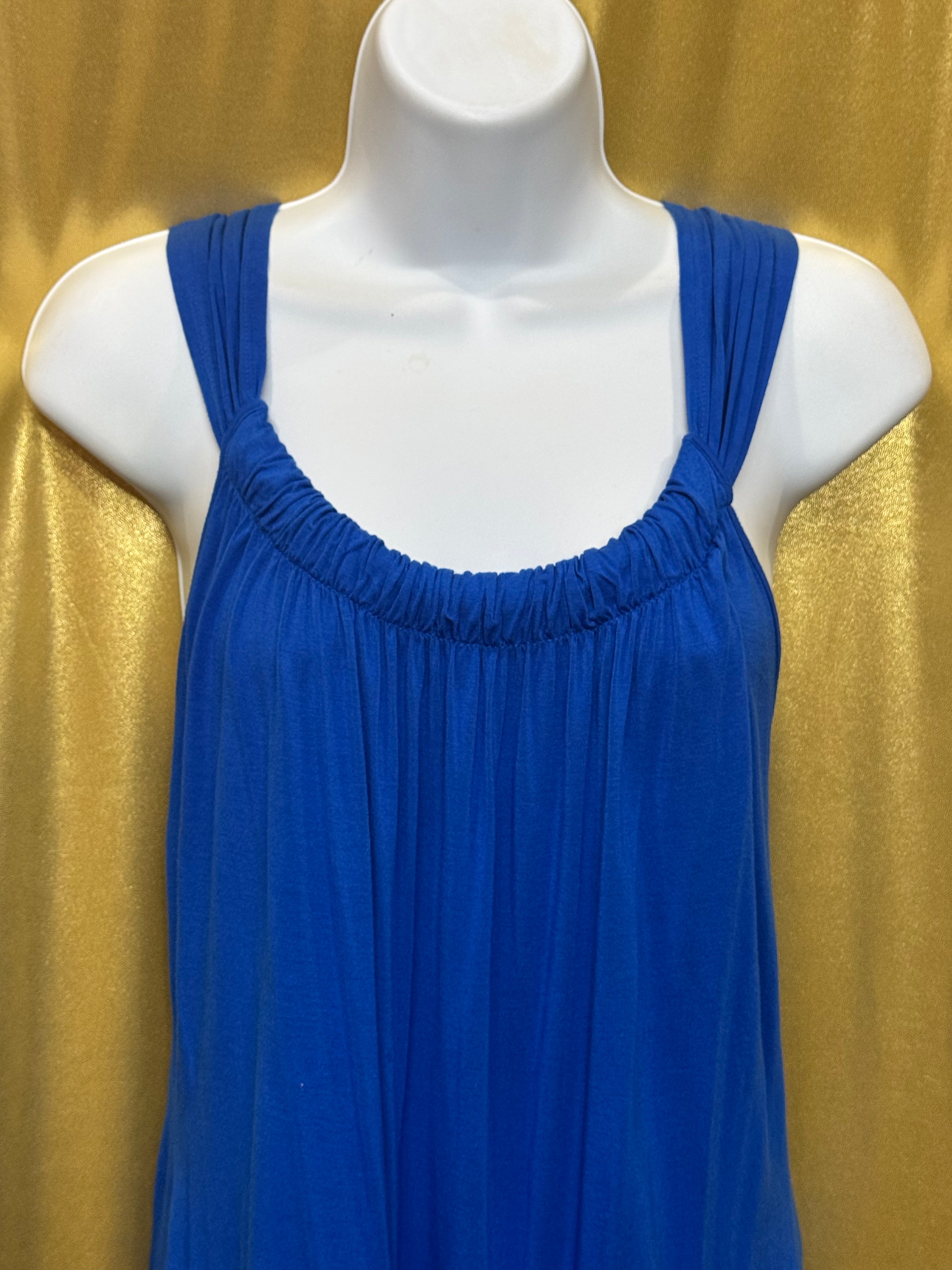 Cable & Gauge Cobalt Blue Bubble Hem Tank Top - Size Large Knit Scoop Neck Cami