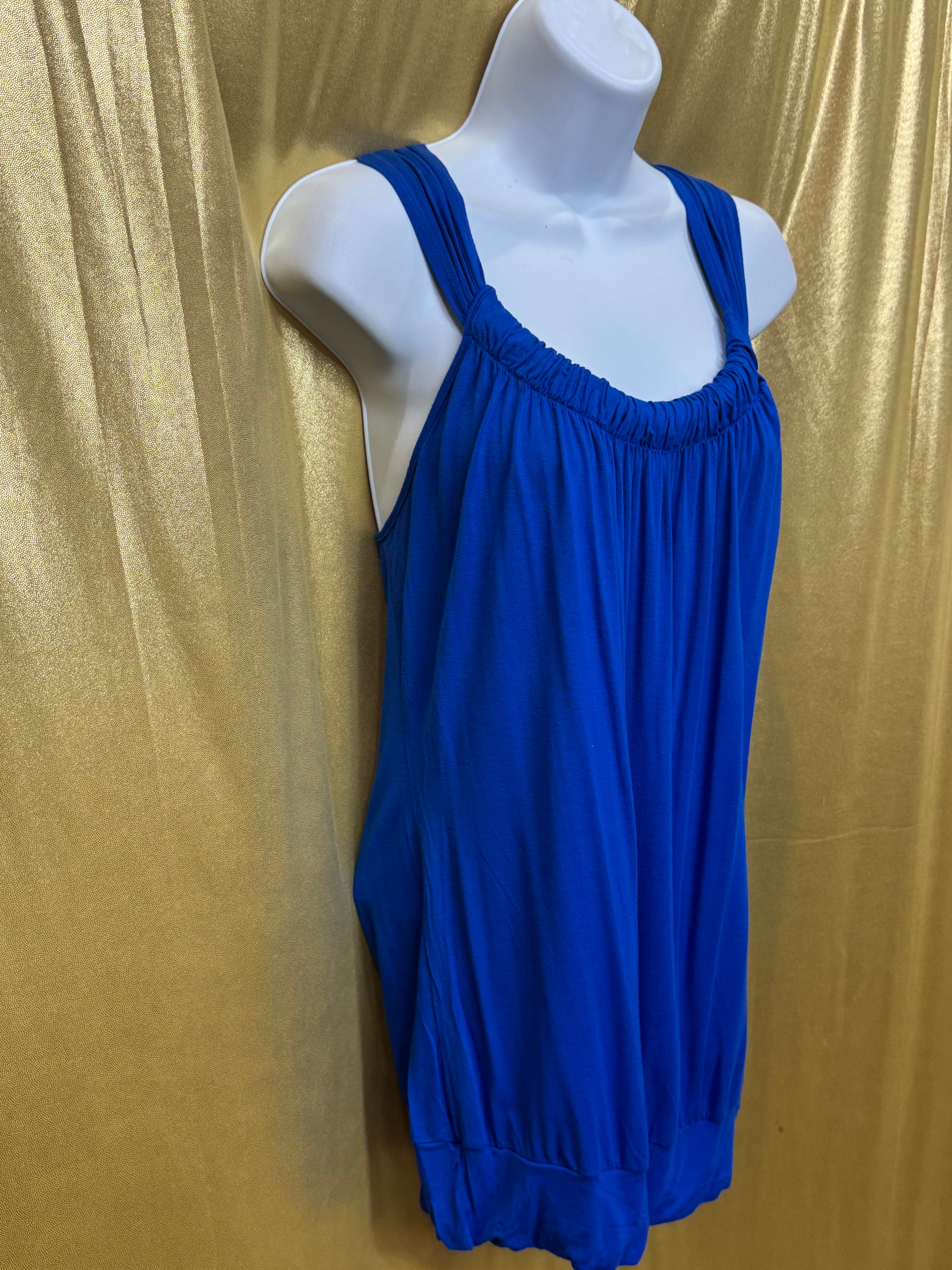 Cable & Gauge Cobalt Blue Bubble Hem Tank Top - Size Large Knit Scoop Neck Cami