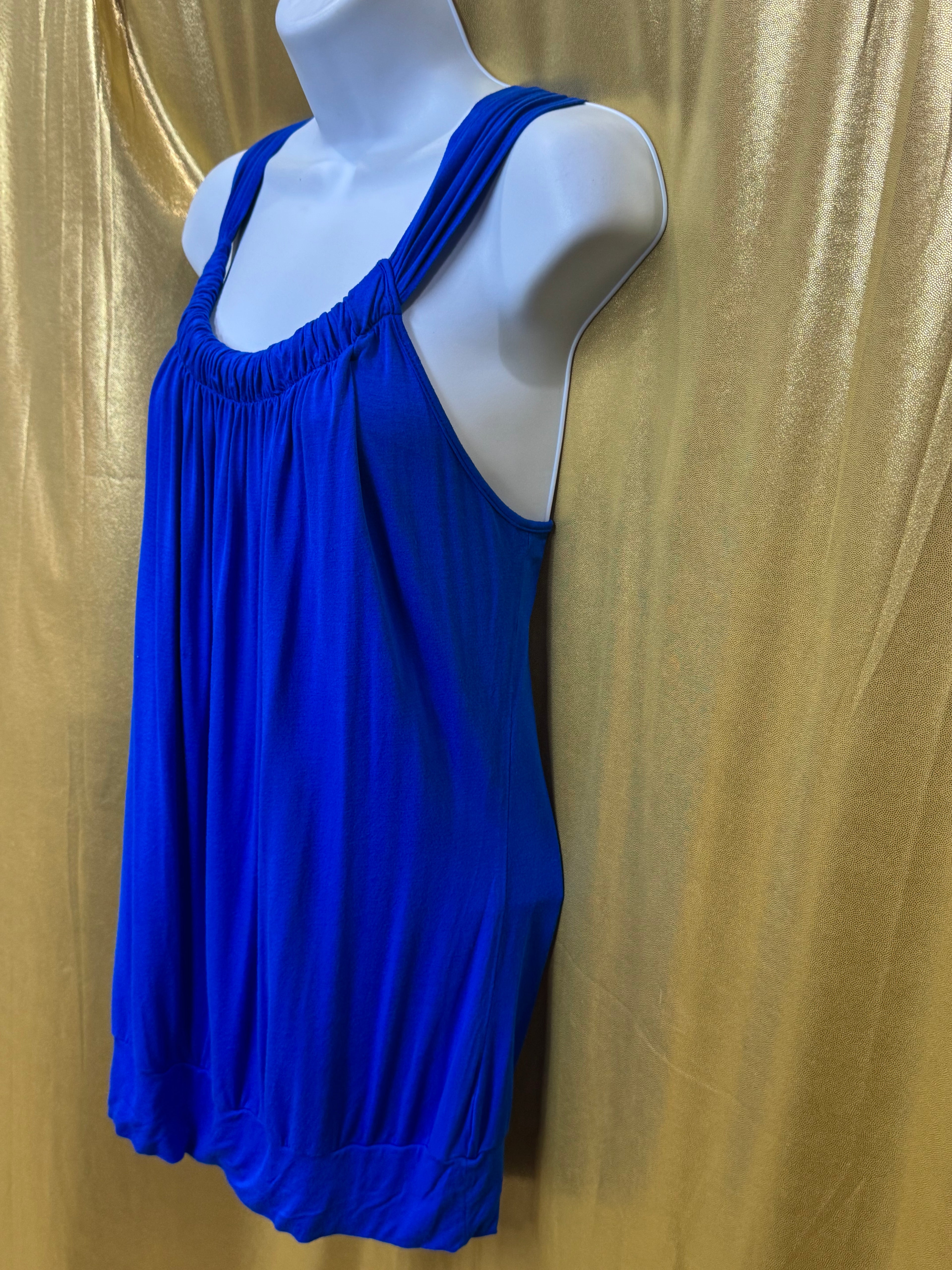 Cable & Gauge Cobalt Blue Bubble Hem Tank Top - Size Large Knit Scoop Neck Cami