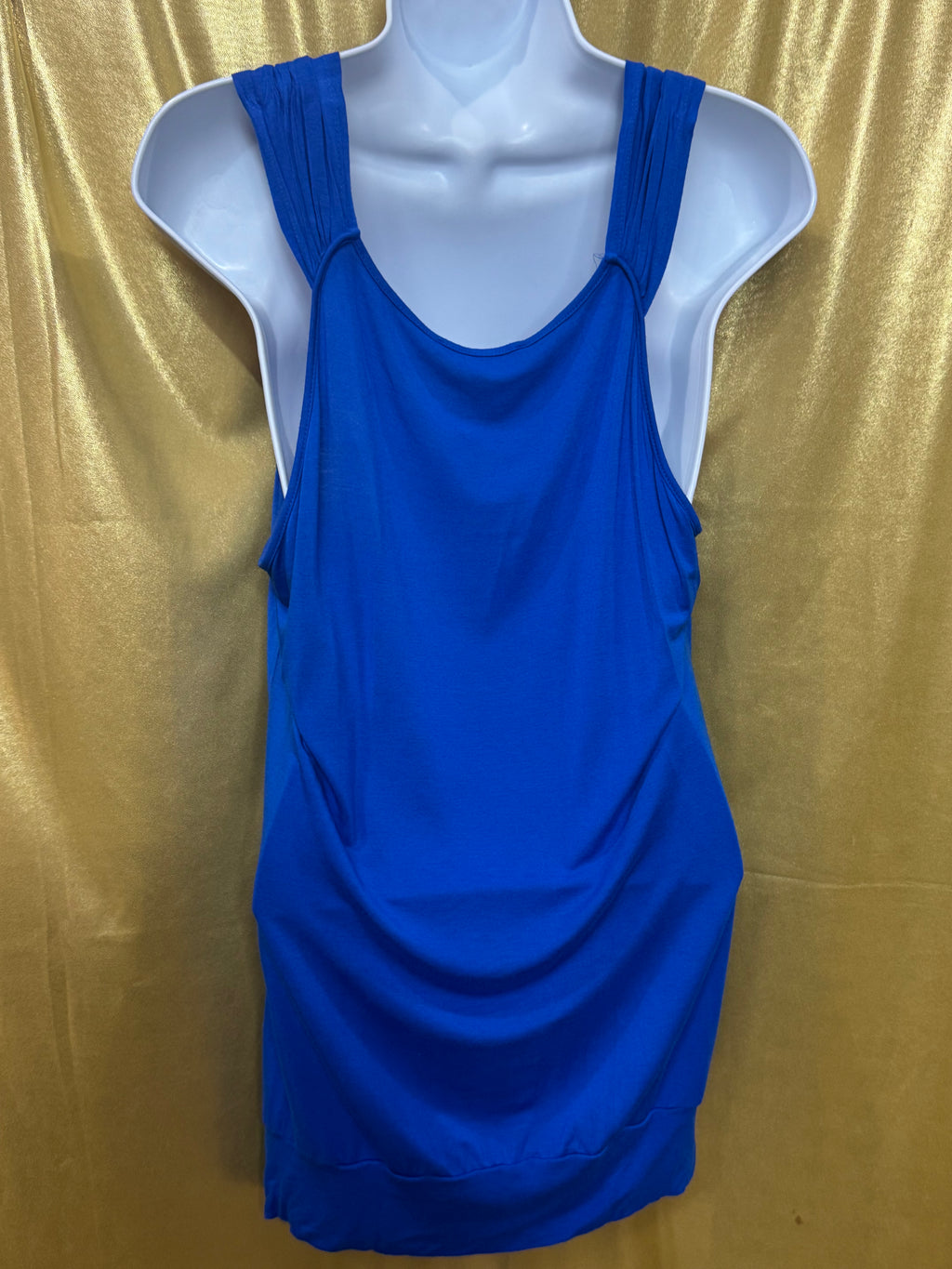 Cable & Gauge Cobalt Blue Bubble Hem Tank Top - Size Large Knit Scoop Neck Cami