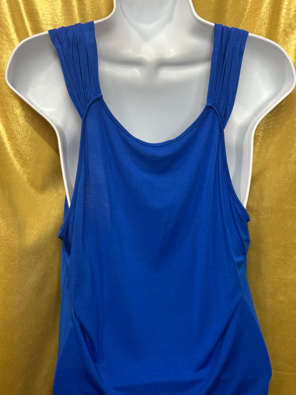 Cable & Gauge Cobalt Blue Bubble Hem Tank Top - Size Large Knit Scoop Neck Cami
