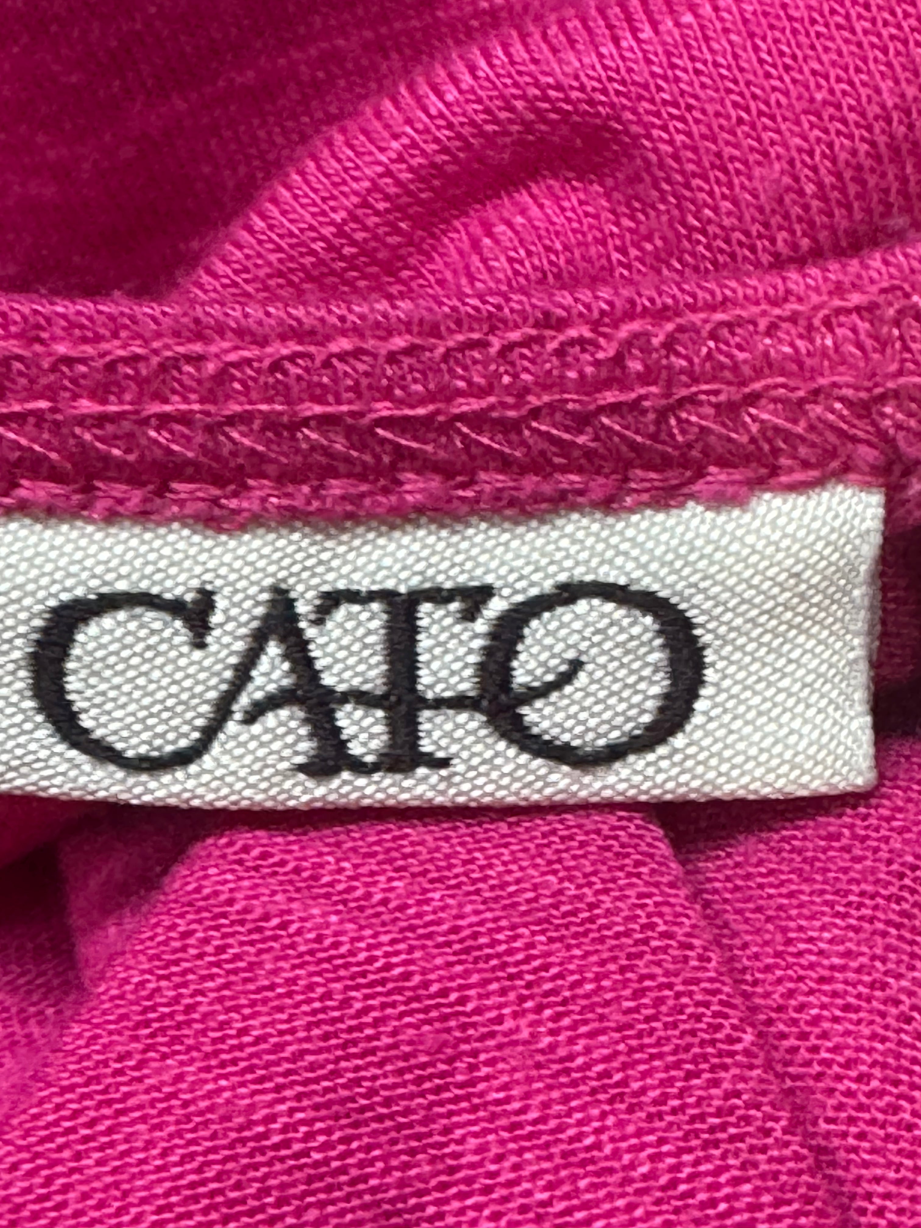 Cato Hot Pink Rosette Neck Ruffle Top - Size L