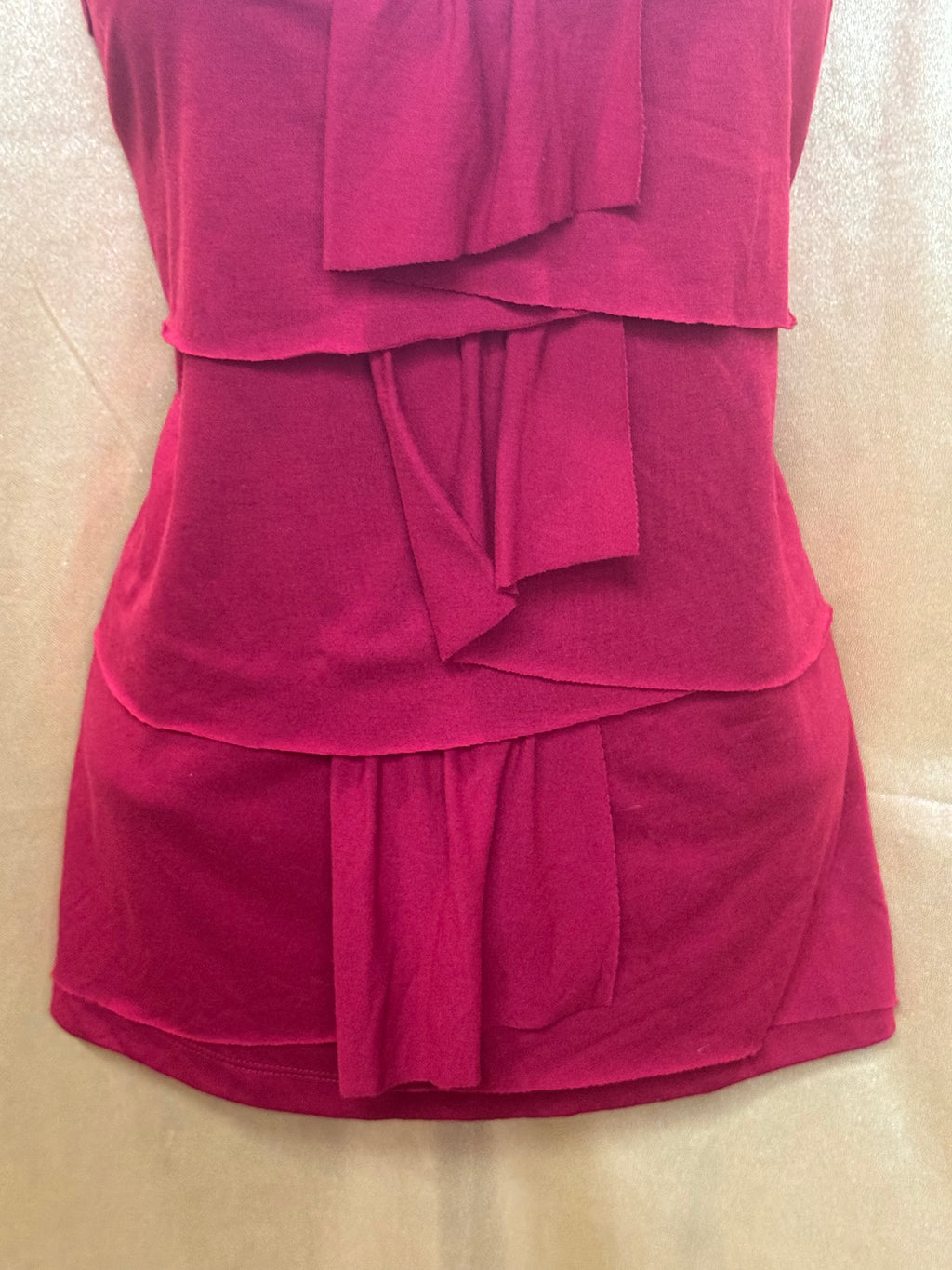Talbots Red Tiered Ruffle Tank Top Size L Polyester Rayon Blend 🌟