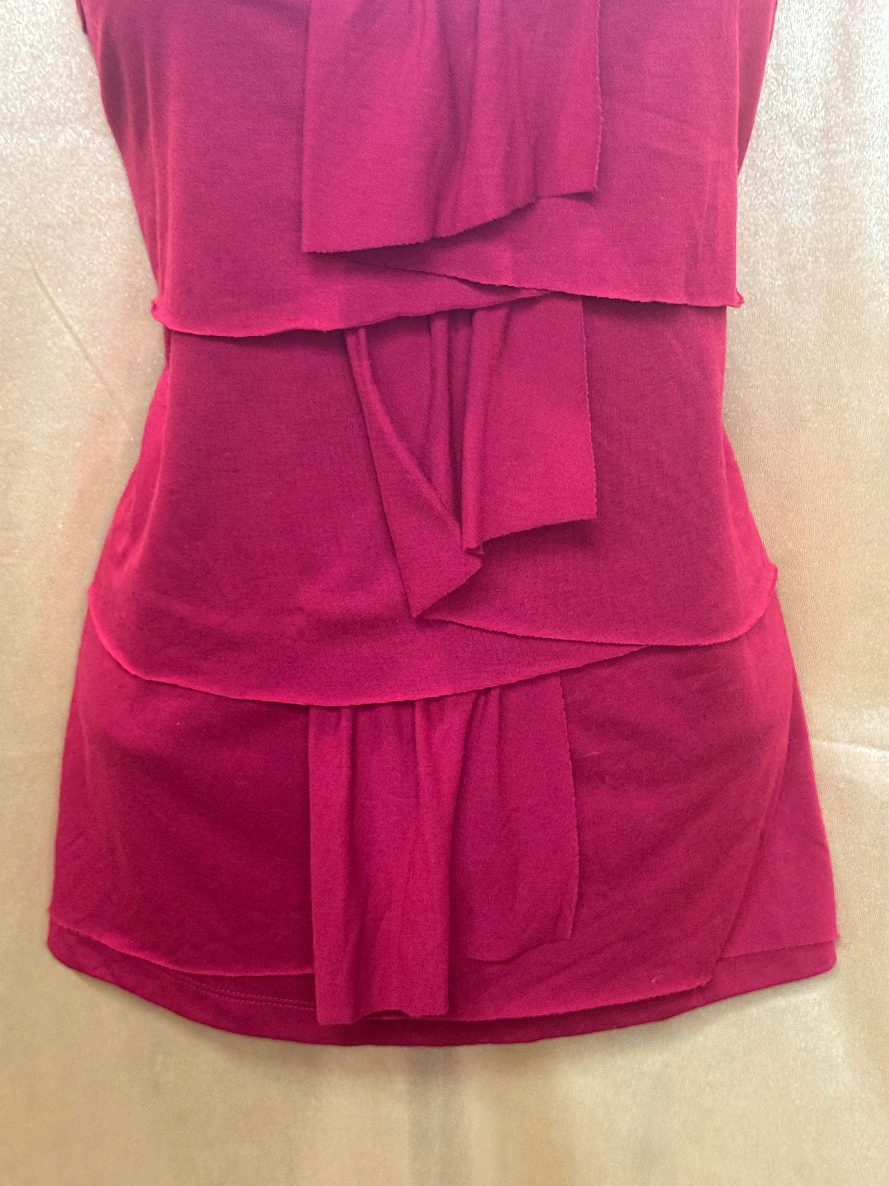Talbots Red Tiered Ruffle Tank Top Size L Polyester Rayon Blend 🌟