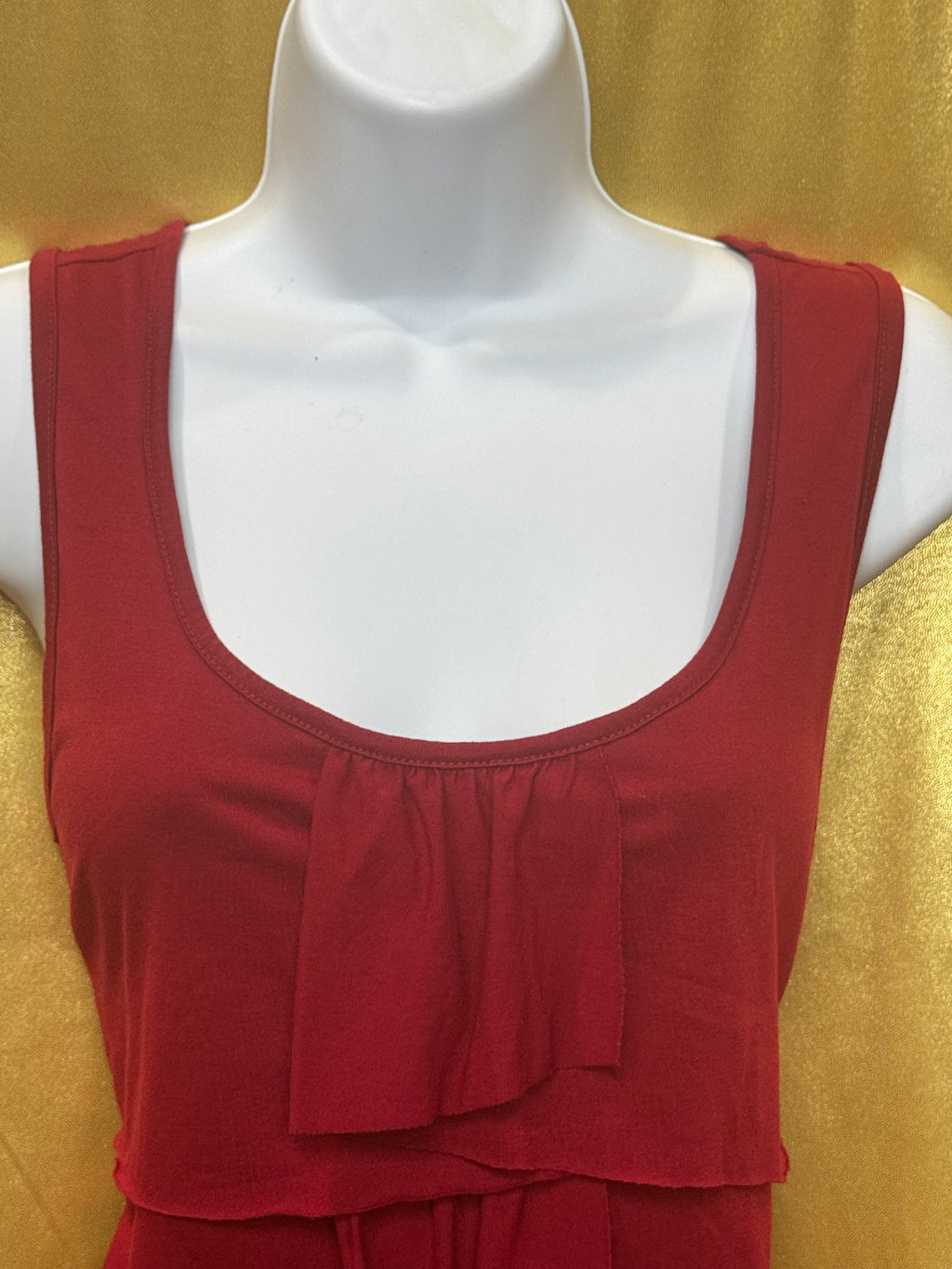 Talbots Red Tiered Ruffle Tank Top Size L Polyester Rayon Blend 🌟