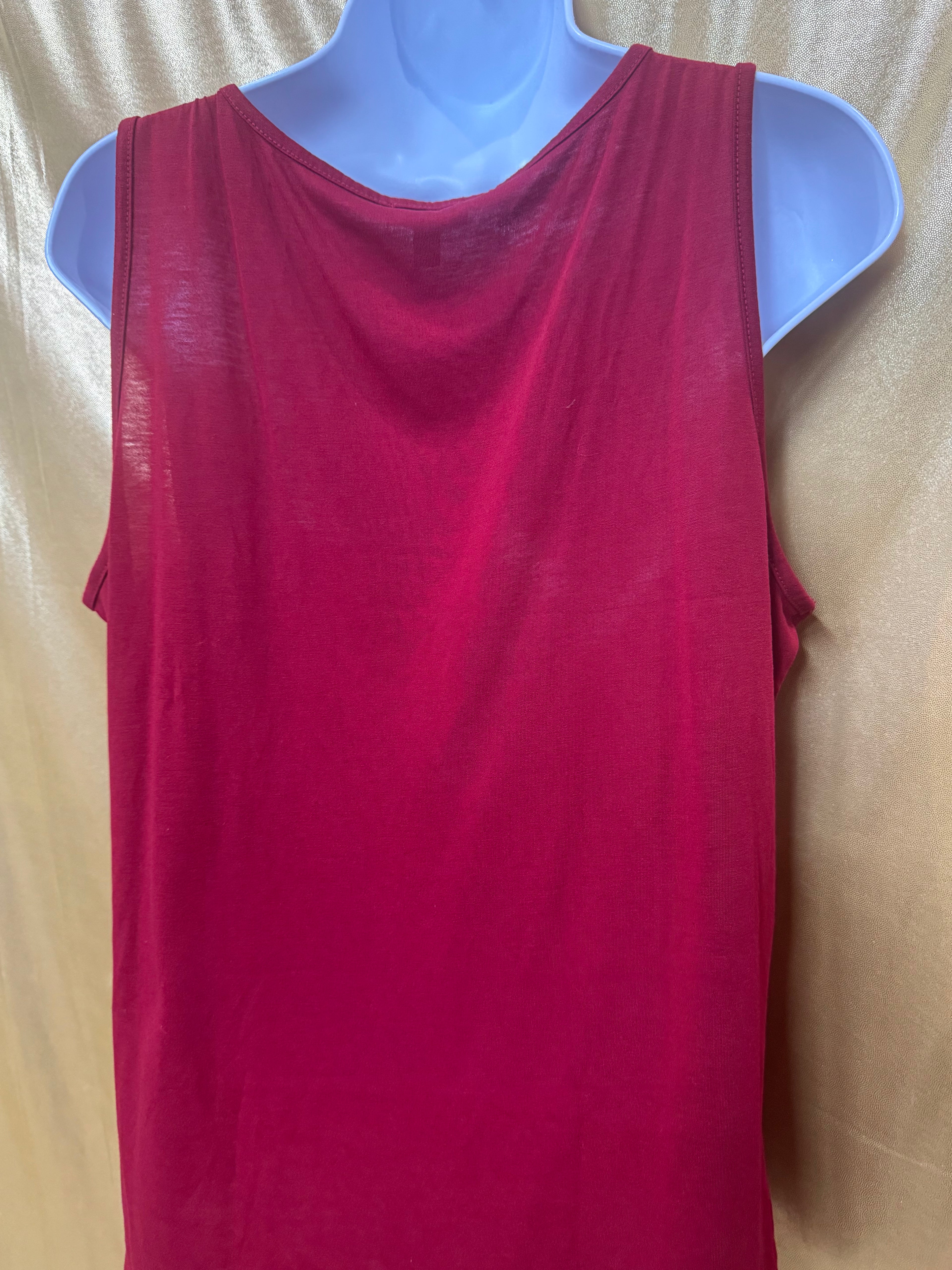 Talbots Red Tiered Ruffle Tank Top Size L Polyester Rayon Blend 🌟