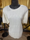 Alfred Dunner White Short Sleeve Sweater Size S