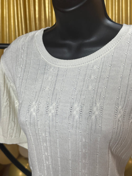 Alfred Dunner White Short Sleeve Sweater Size S