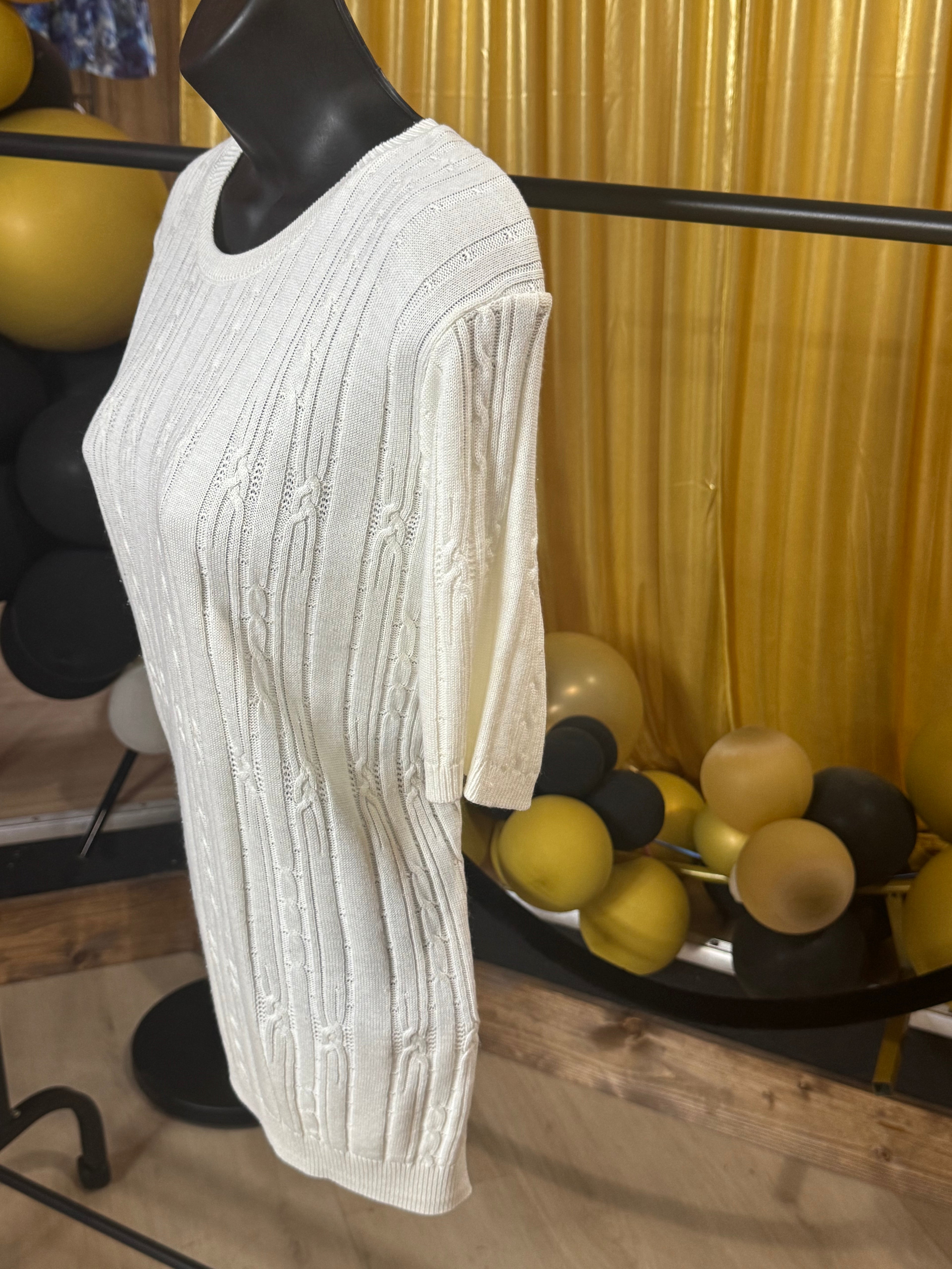 Alfred Dunner White Short Sleeve Sweater Size S
