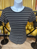 Erika Black White & Cream Stripe Blouse Size M