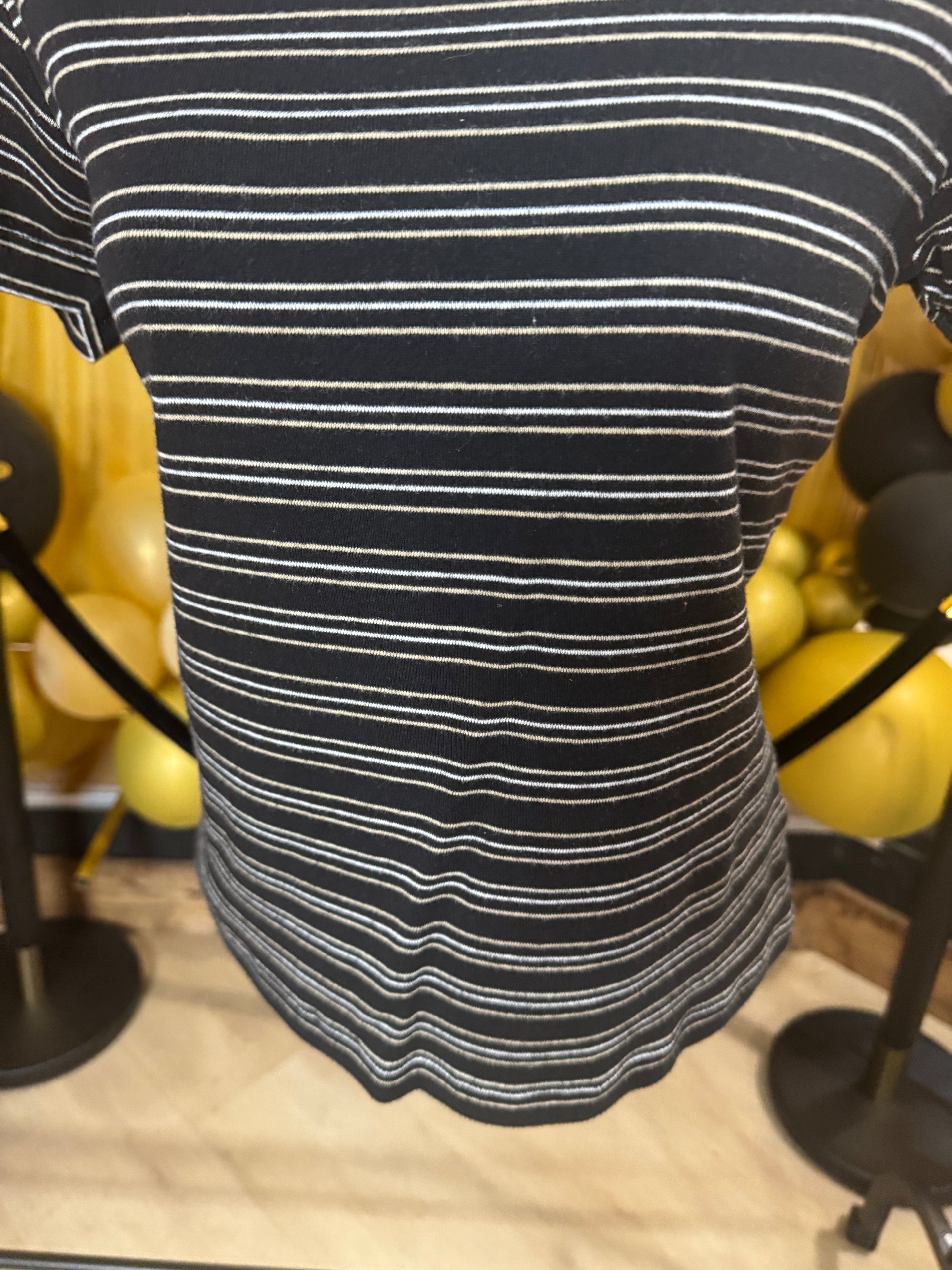 Erika Black White & Cream Stripe Blouse Size M