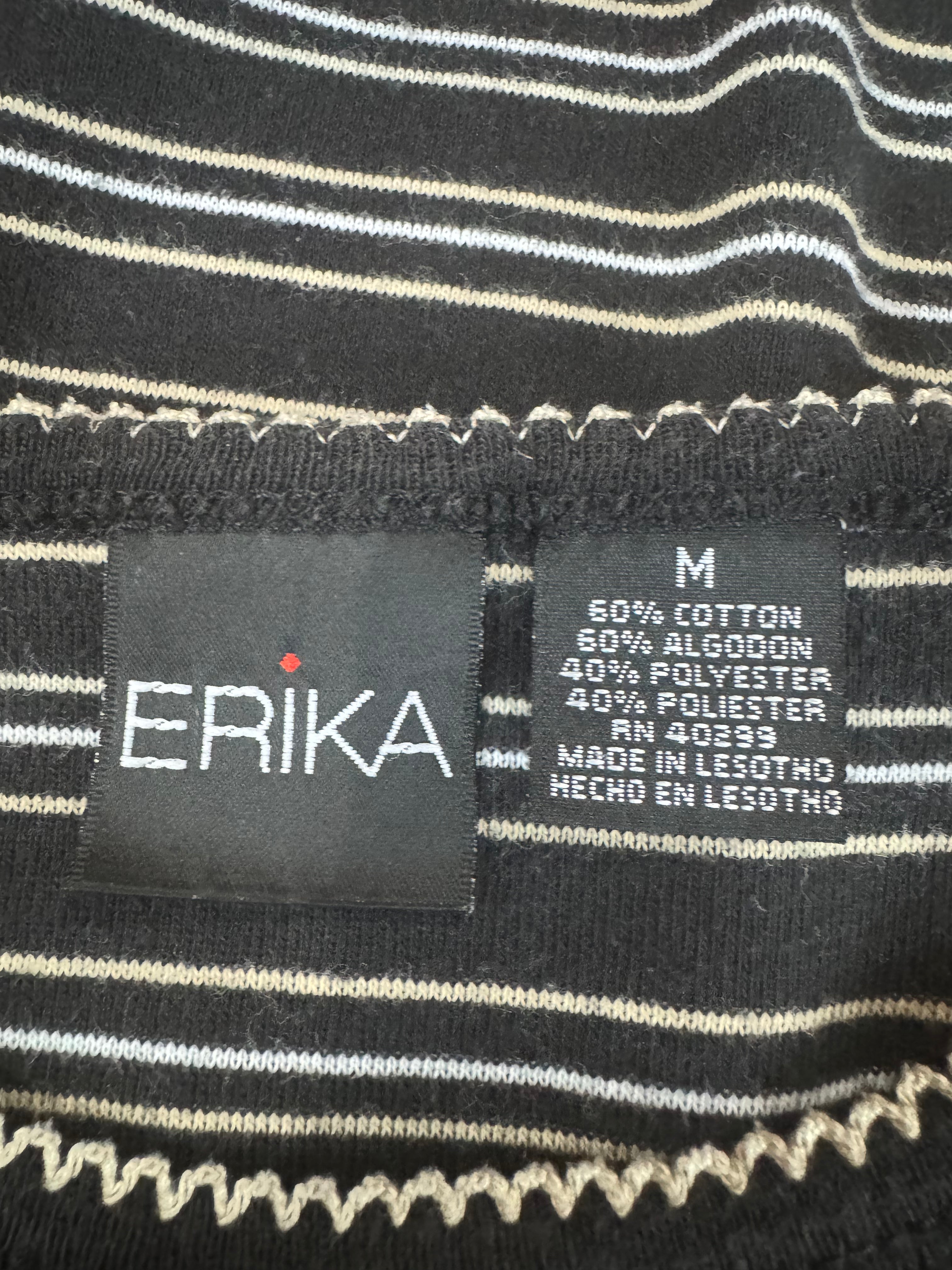 Erika Black White & Cream Stripe Blouse Size M
