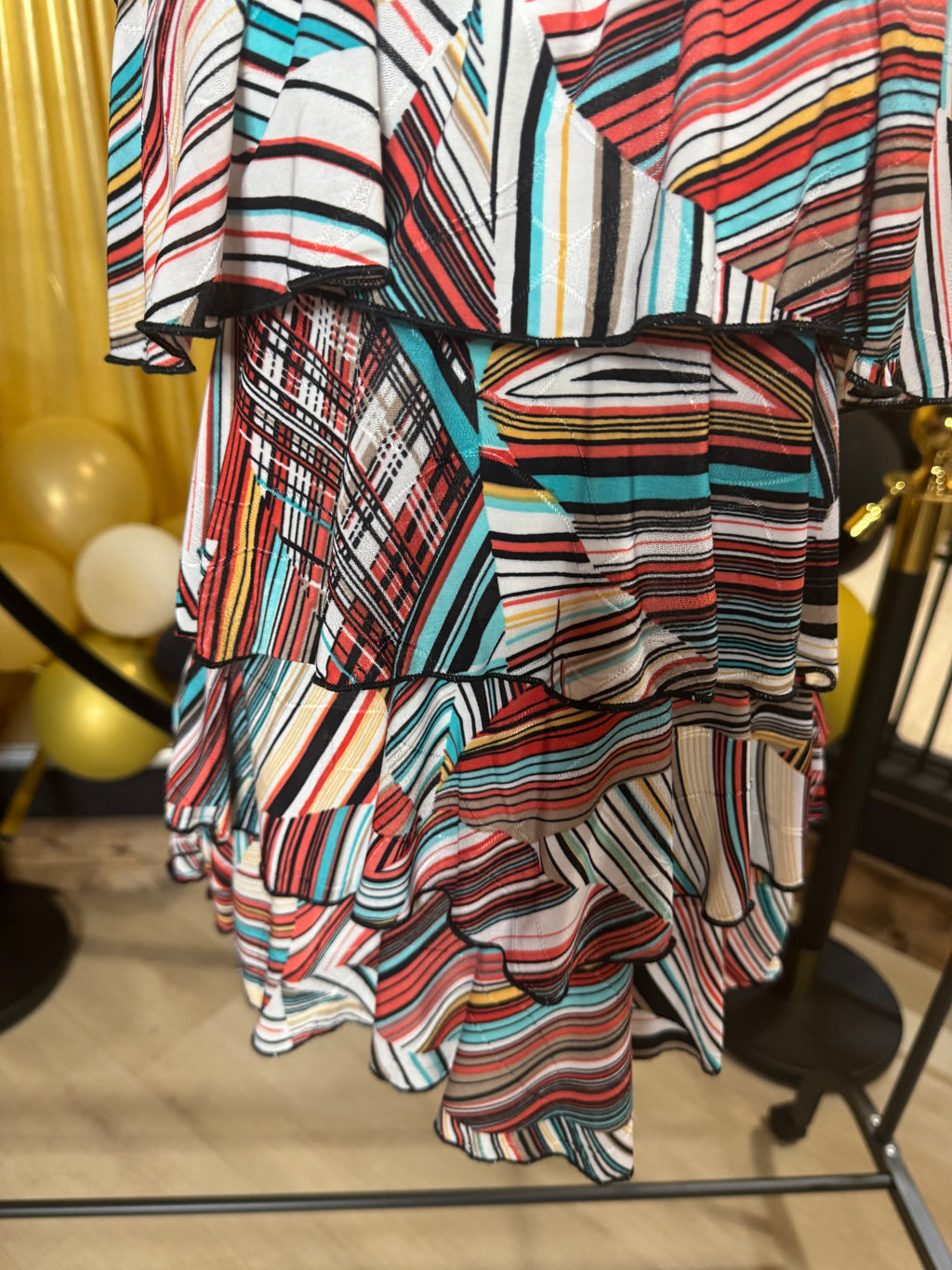 Ronnie Salloway Colorful Stripe Tiered Blouse Sz S