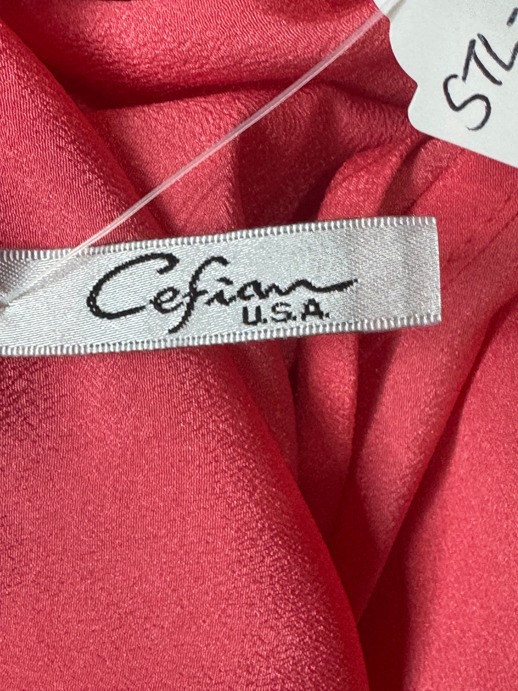 Cefian Coral Pink Chiffon Rosette Sleeveless Blouse Top - Size Large (Made in USA)