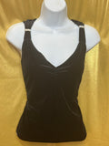 CDW Creative Design Works Black Velvet Ruched V-Neck Top - Size Large ✨