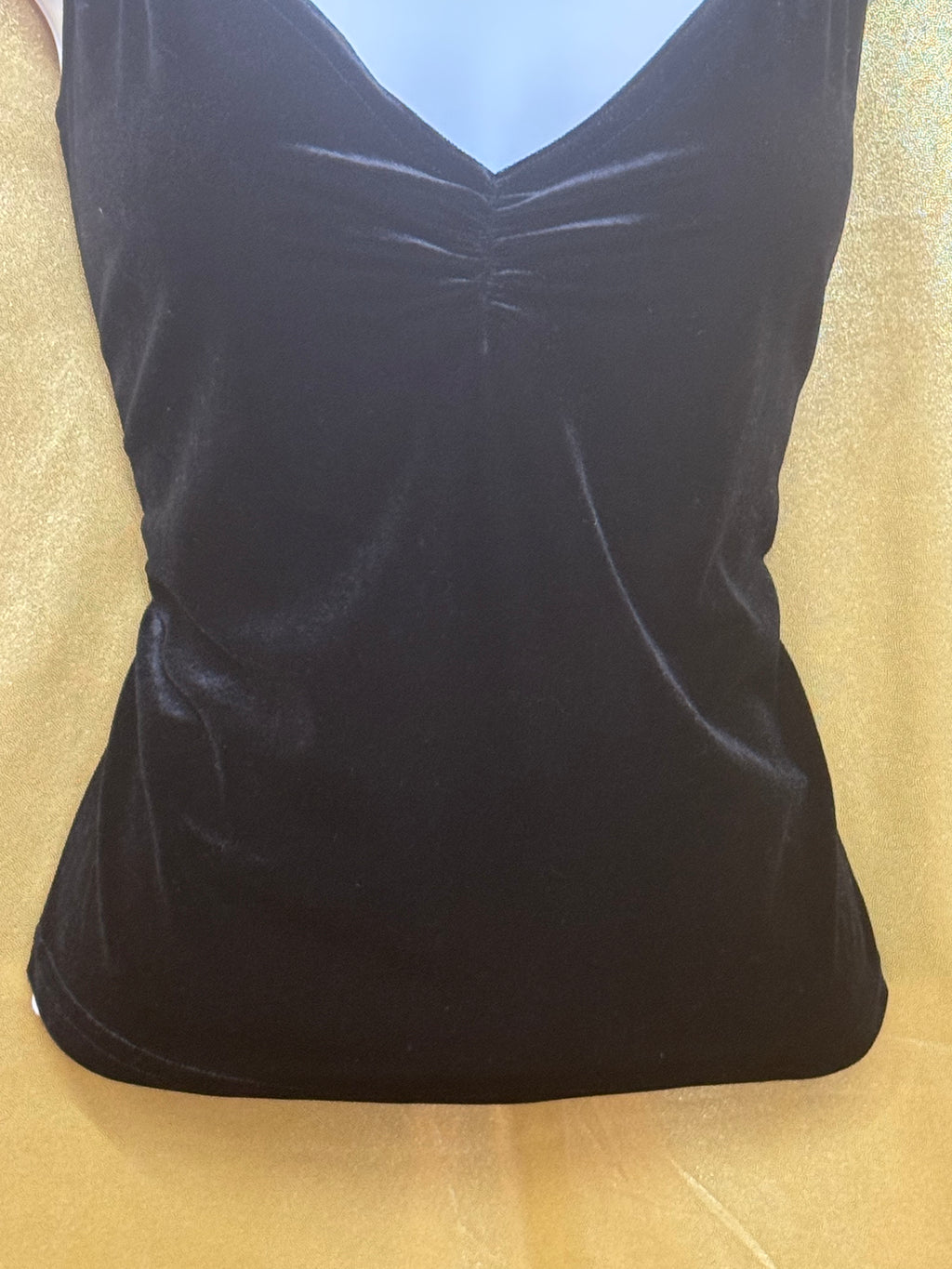 CDW Creative Design Works Black Velvet Ruched V-Neck Top - Size Large ✨