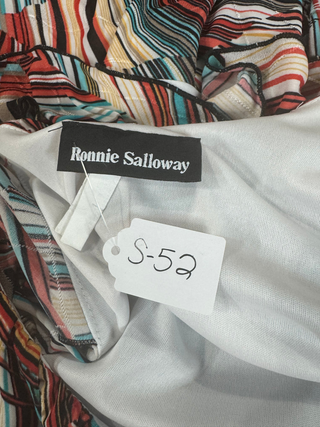Ronnie Salloway Colorful Stripe Tiered Blouse Sz S