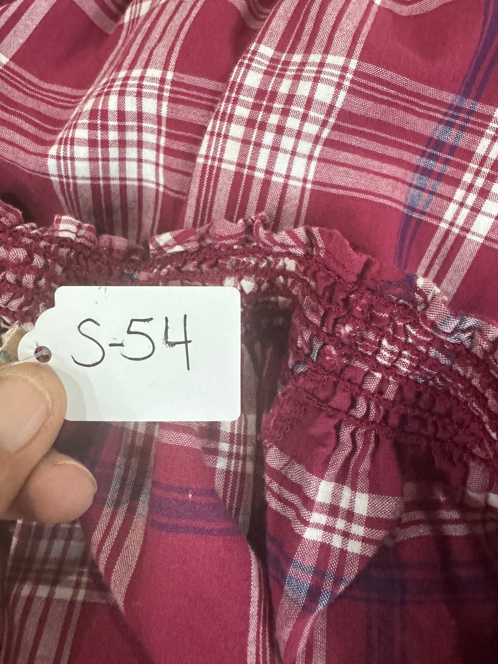 OP Red & White Plaid Short Sleeve Blouse Size M (Juniors)