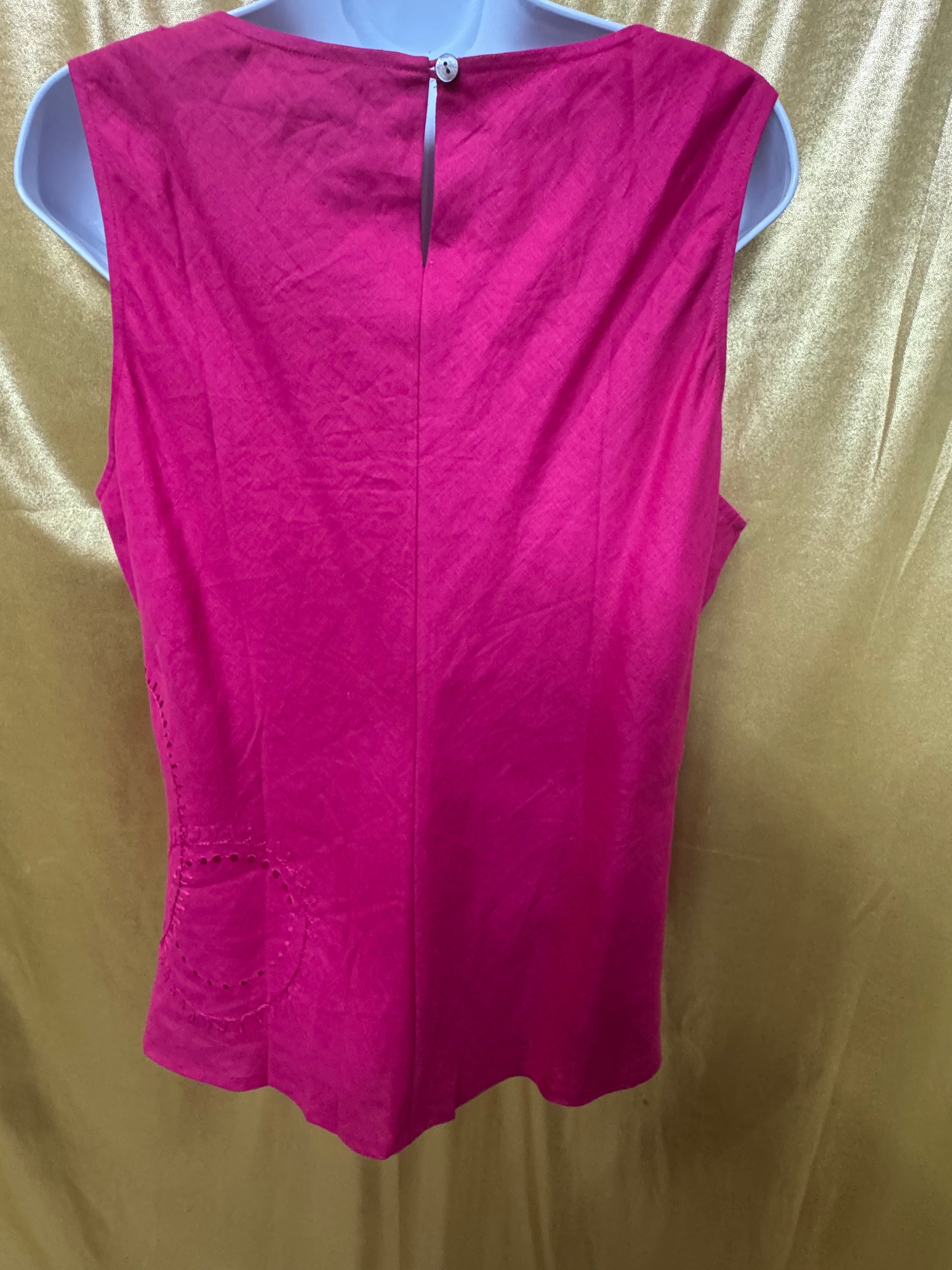 Valerie Stevens Hot Pink 100% Linen Beaded Tank Top - Size L