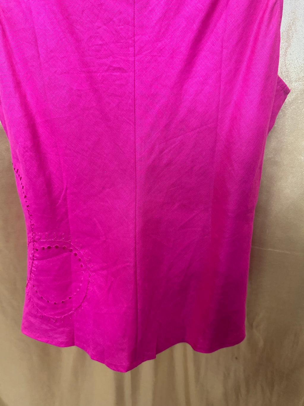 Valerie Stevens Hot Pink 100% Linen Beaded Tank Top - Size L