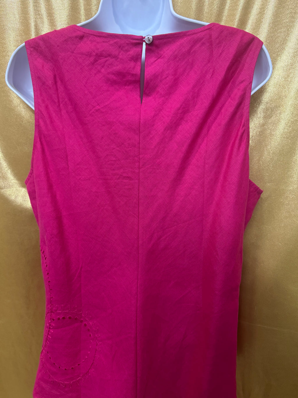 Valerie Stevens Hot Pink 100% Linen Beaded Tank Top - Size L