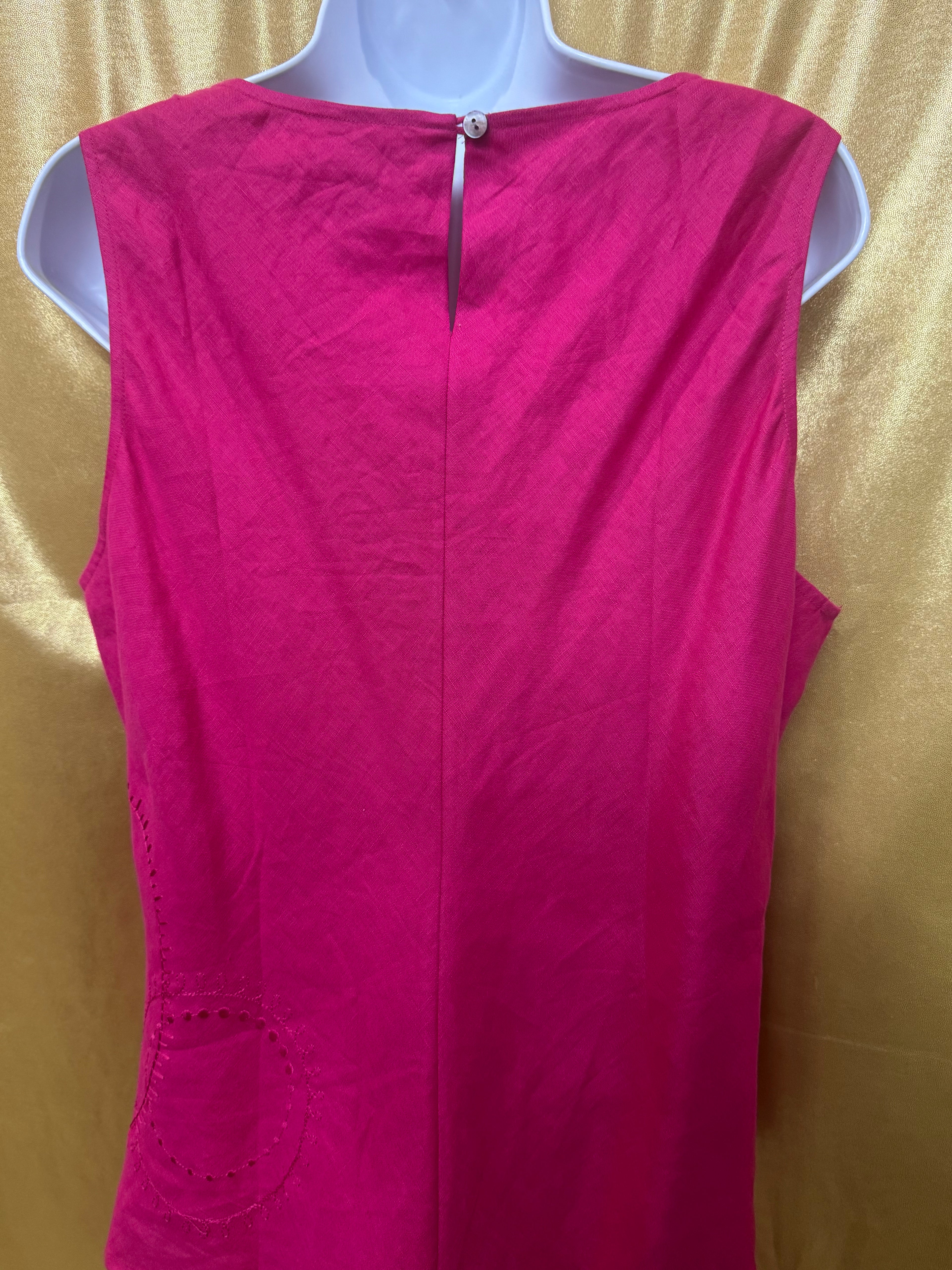 Valerie Stevens Hot Pink 100% Linen Beaded Tank Top - Size L