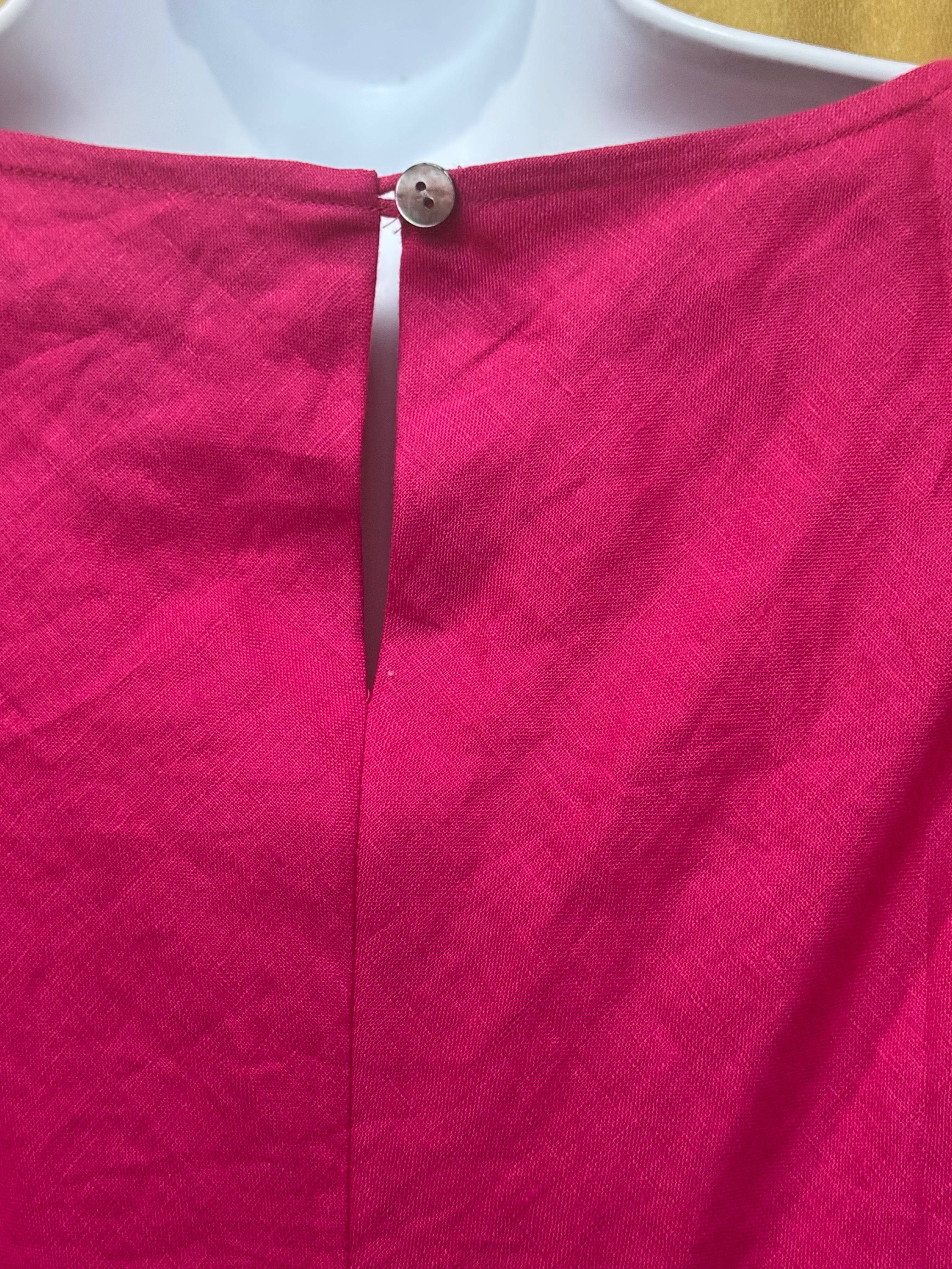 Valerie Stevens Hot Pink 100% Linen Beaded Tank Top - Size L