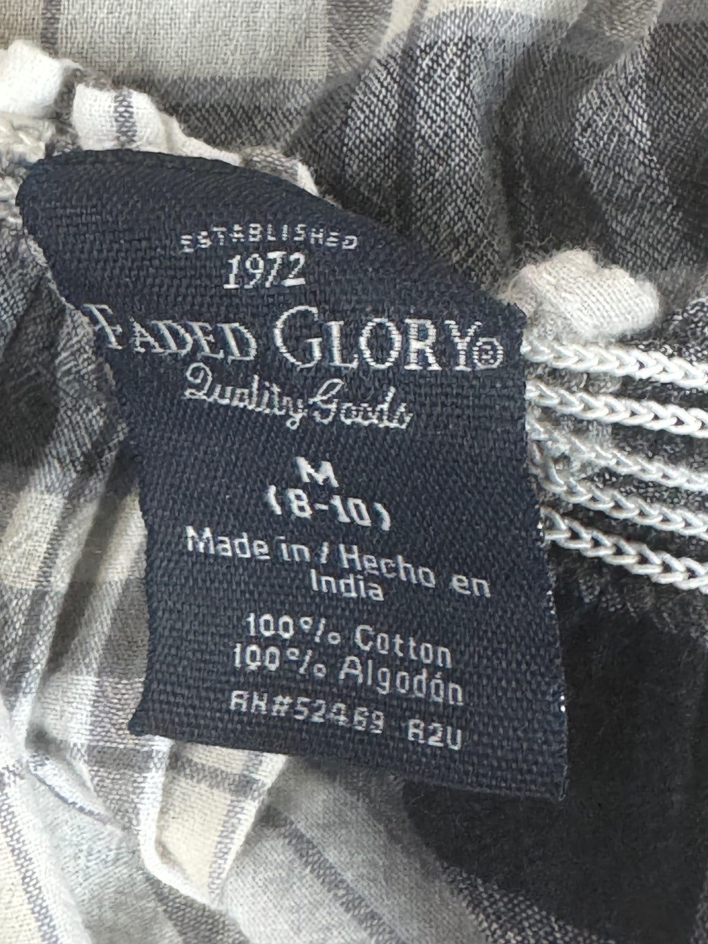 Faded Glory Black & White Plaid Blouse Size M