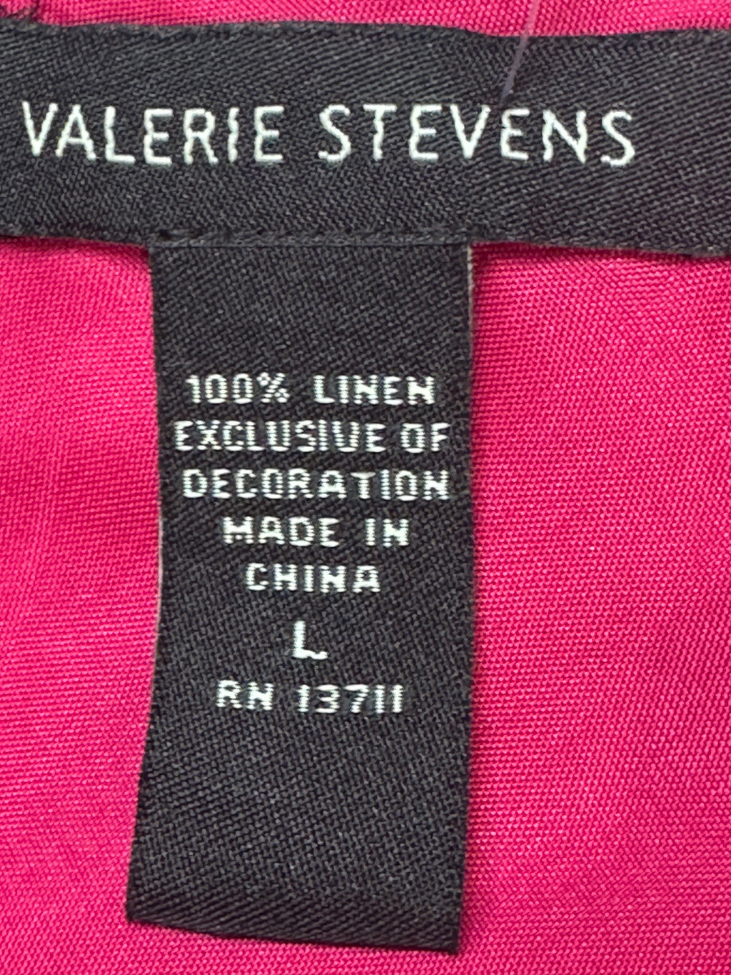 Valerie Stevens Hot Pink 100% Linen Beaded Tank Top - Size L