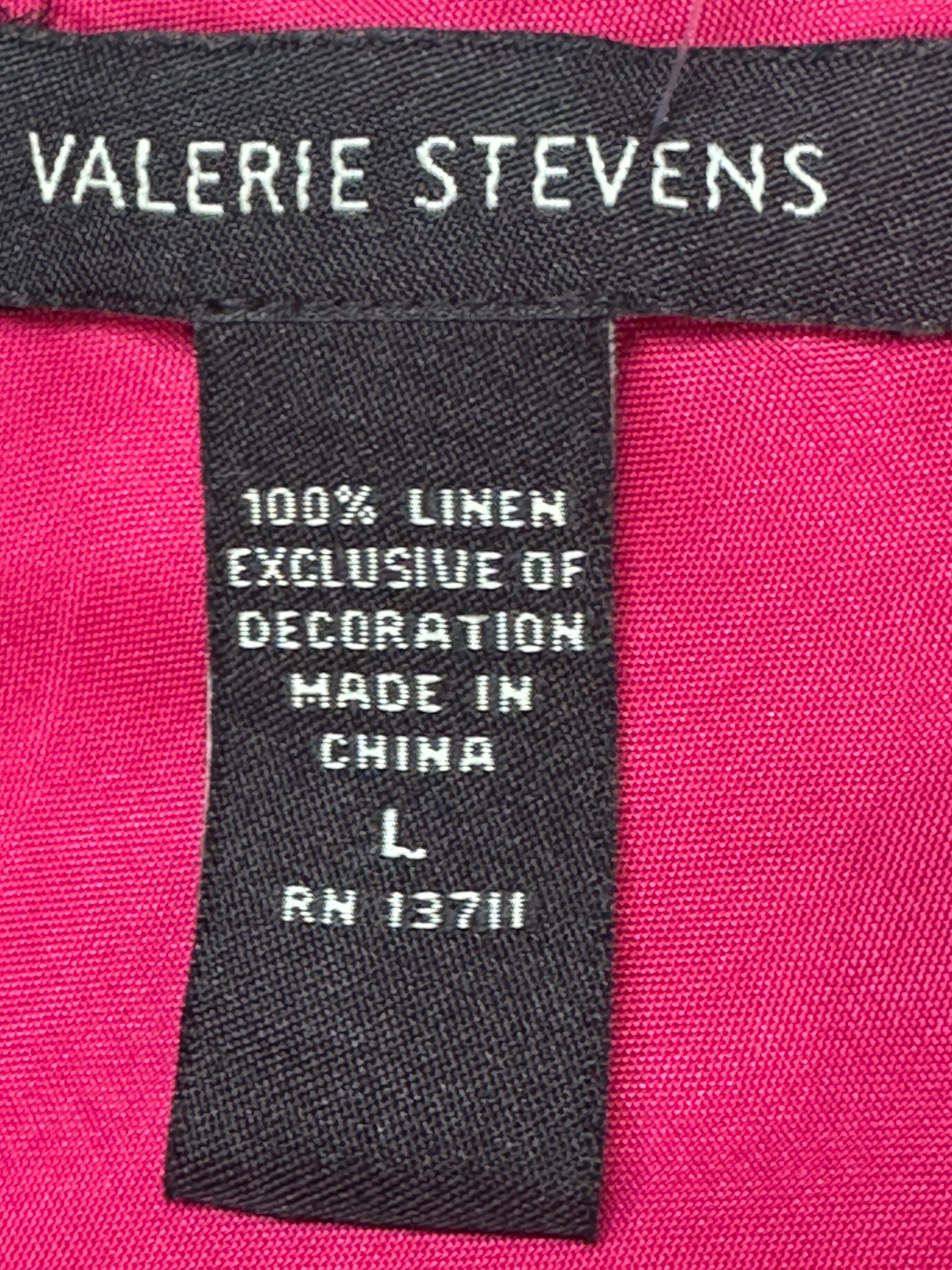 Valerie Stevens Hot Pink 100% Linen Beaded Tank Top - Size L