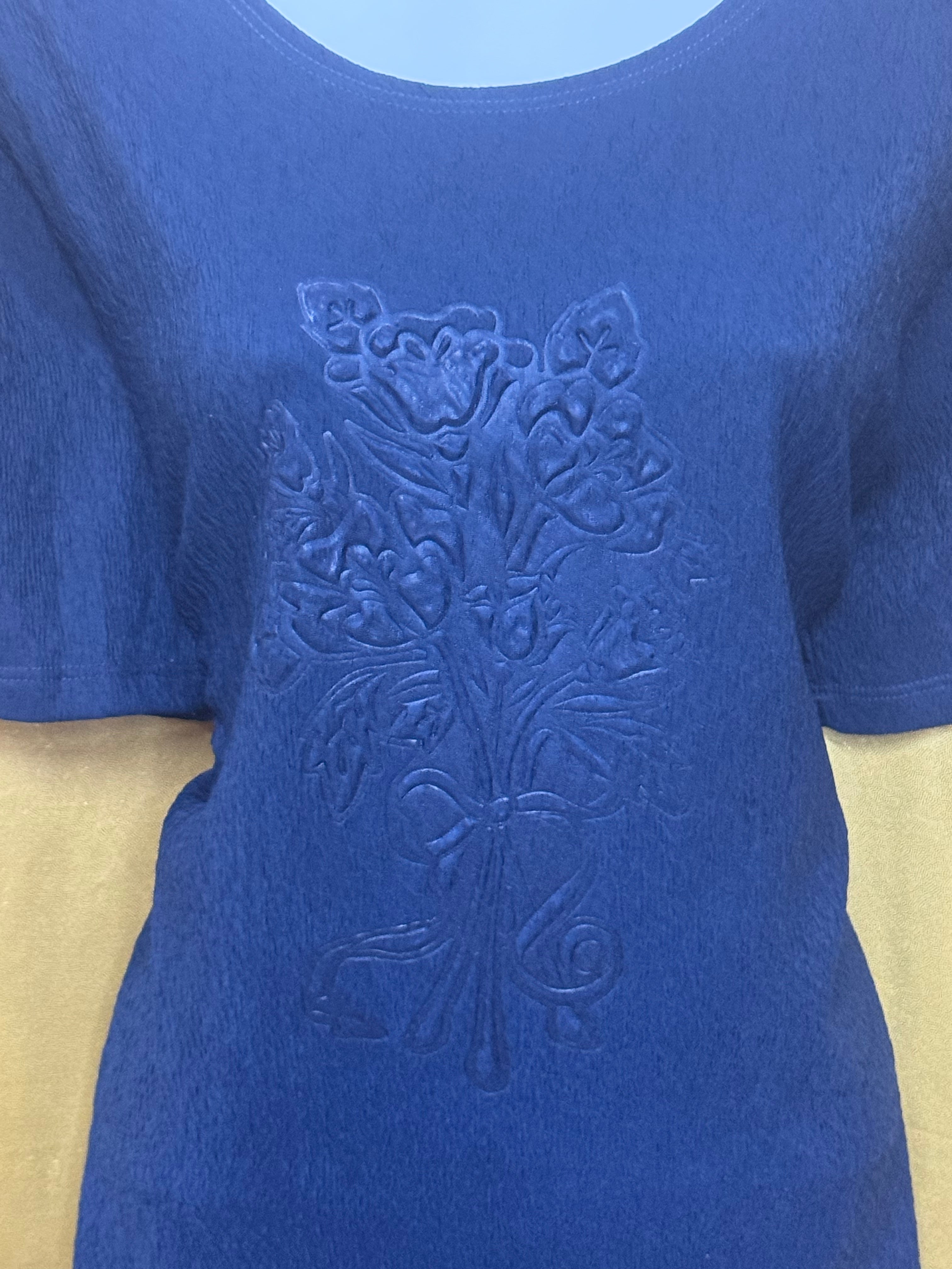 Vintage C.O.C. USA Navy Blue Textured Knit Top with Shoulder Pads - Size L