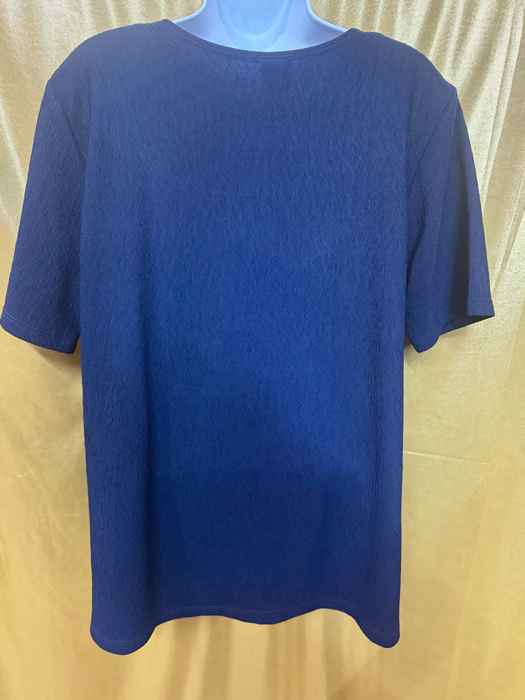 Vintage C.O.C. USA Navy Blue Textured Knit Top with Shoulder Pads - Size L