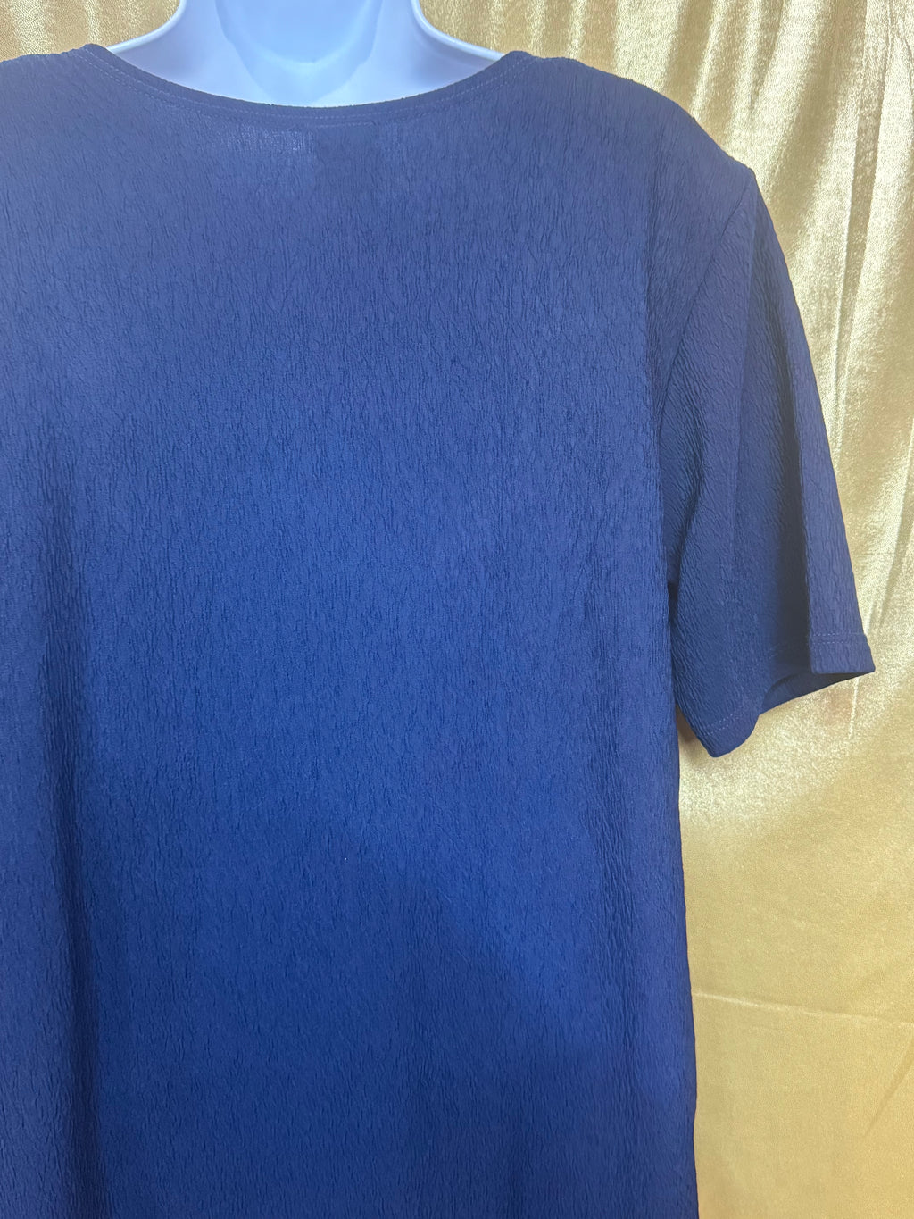 Vintage C.O.C. USA Navy Blue Textured Knit Top with Shoulder Pads - Size L