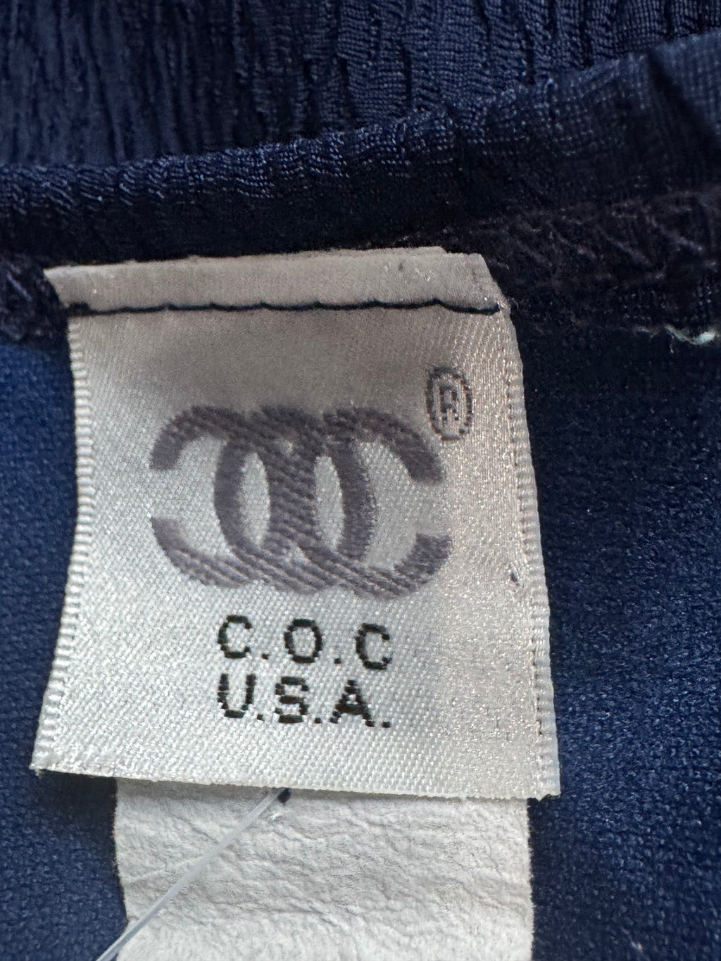Vintage C.O.C. USA Navy Blue Textured Knit Top with Shoulder Pads - Size L
