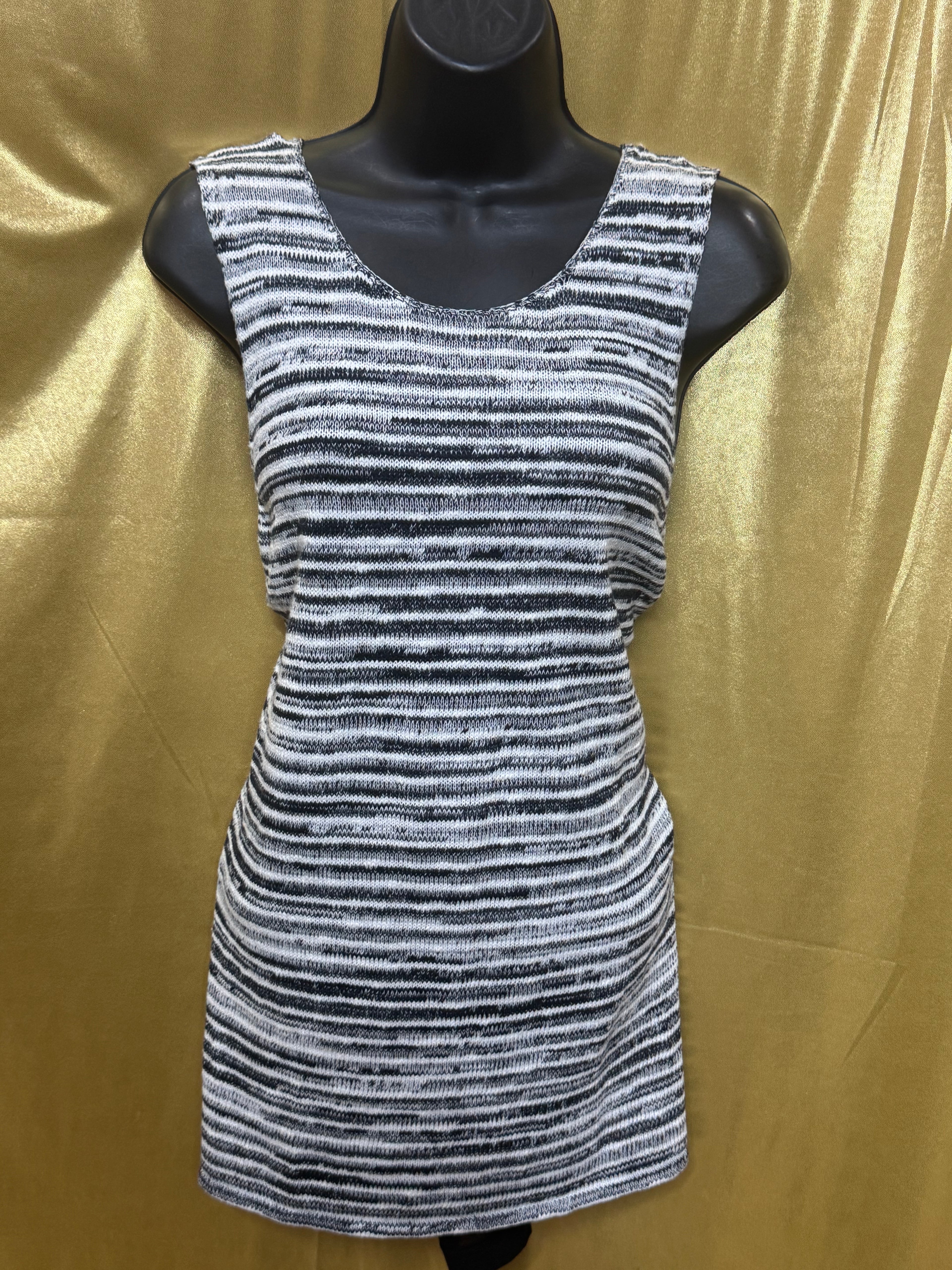 Lucky Brand Blue & White Striped Knit Sleeveless Tunic Top Tank Size L