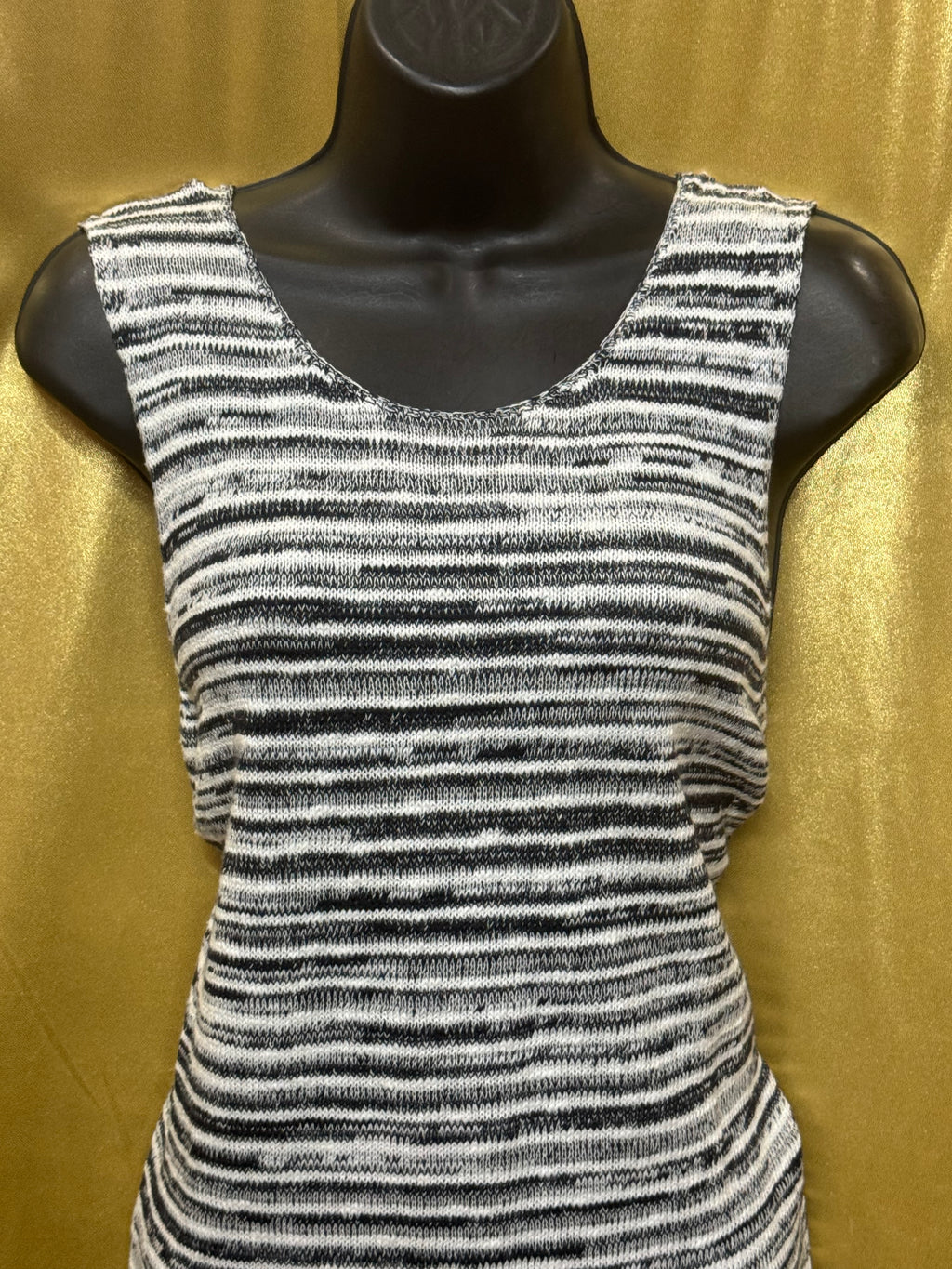 Lucky Brand Blue & White Striped Knit Sleeveless Tunic Top Tank Size L