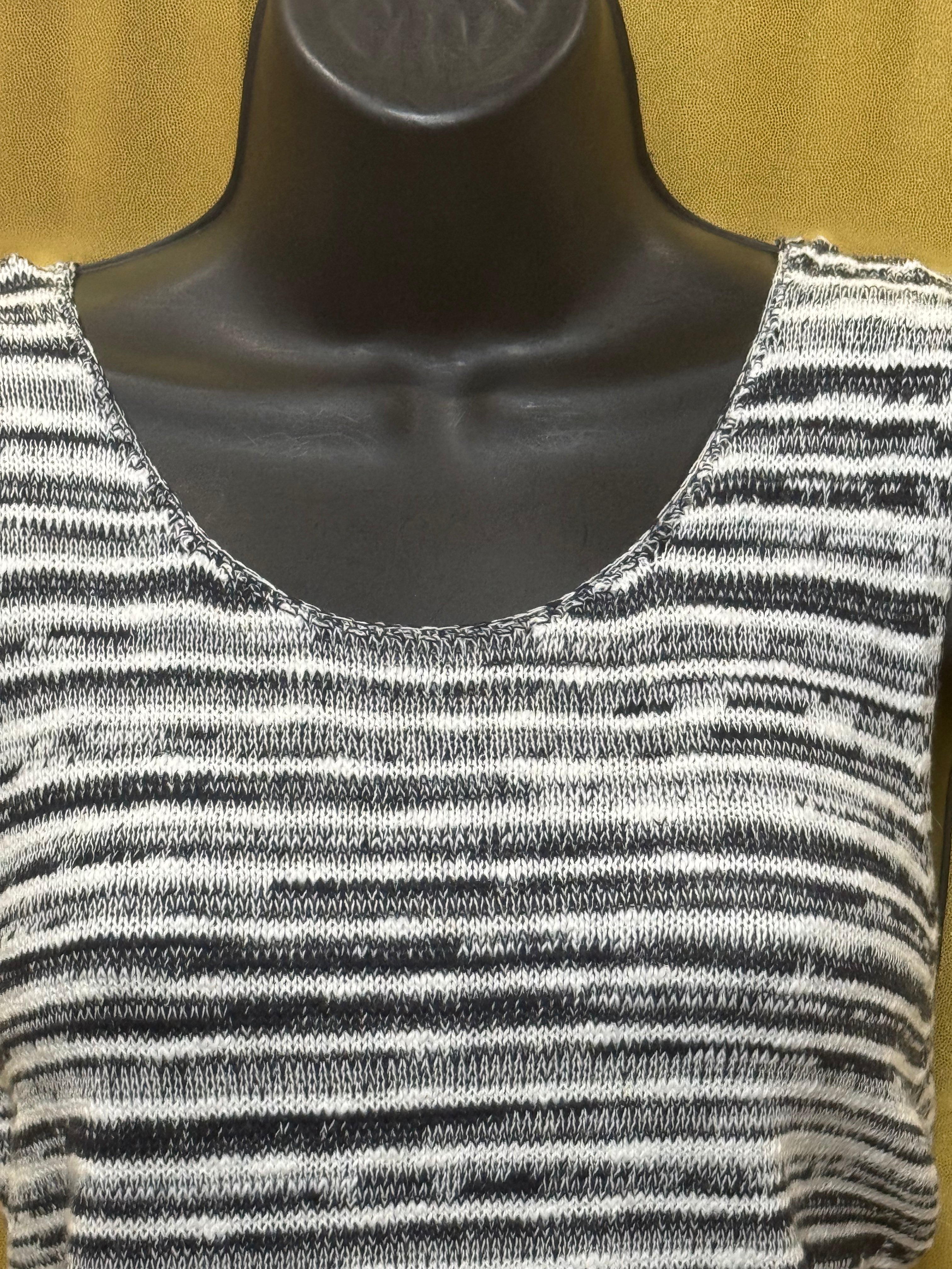 Lucky Brand Blue & White Striped Knit Sleeveless Tunic Top Tank Size L