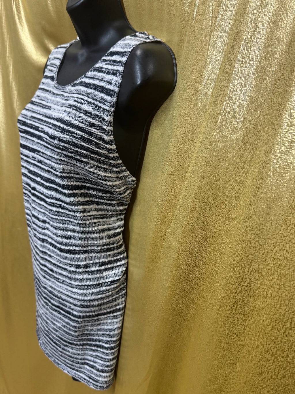 Lucky Brand Blue & White Striped Knit Sleeveless Tunic Top Tank Size L