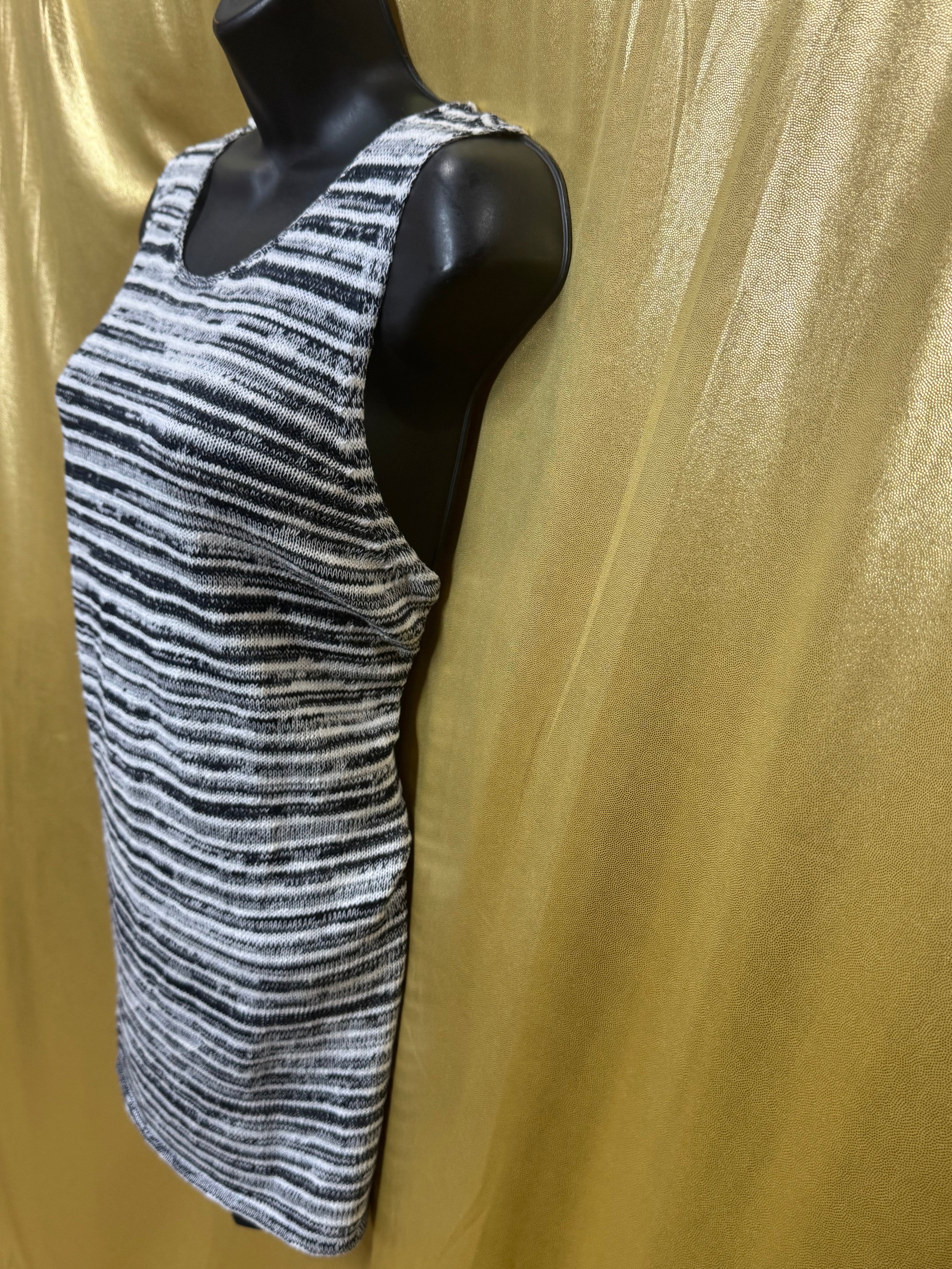 Lucky Brand Blue & White Striped Knit Sleeveless Tunic Top Tank Size L