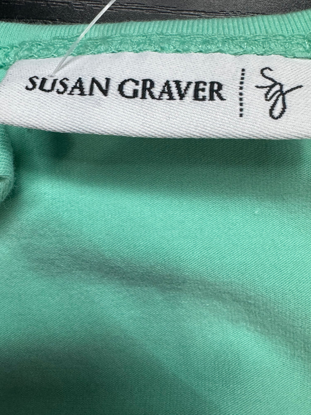 Susan Graver Mint Green Lace Neck Tank Top Size Large Cotton Spandex