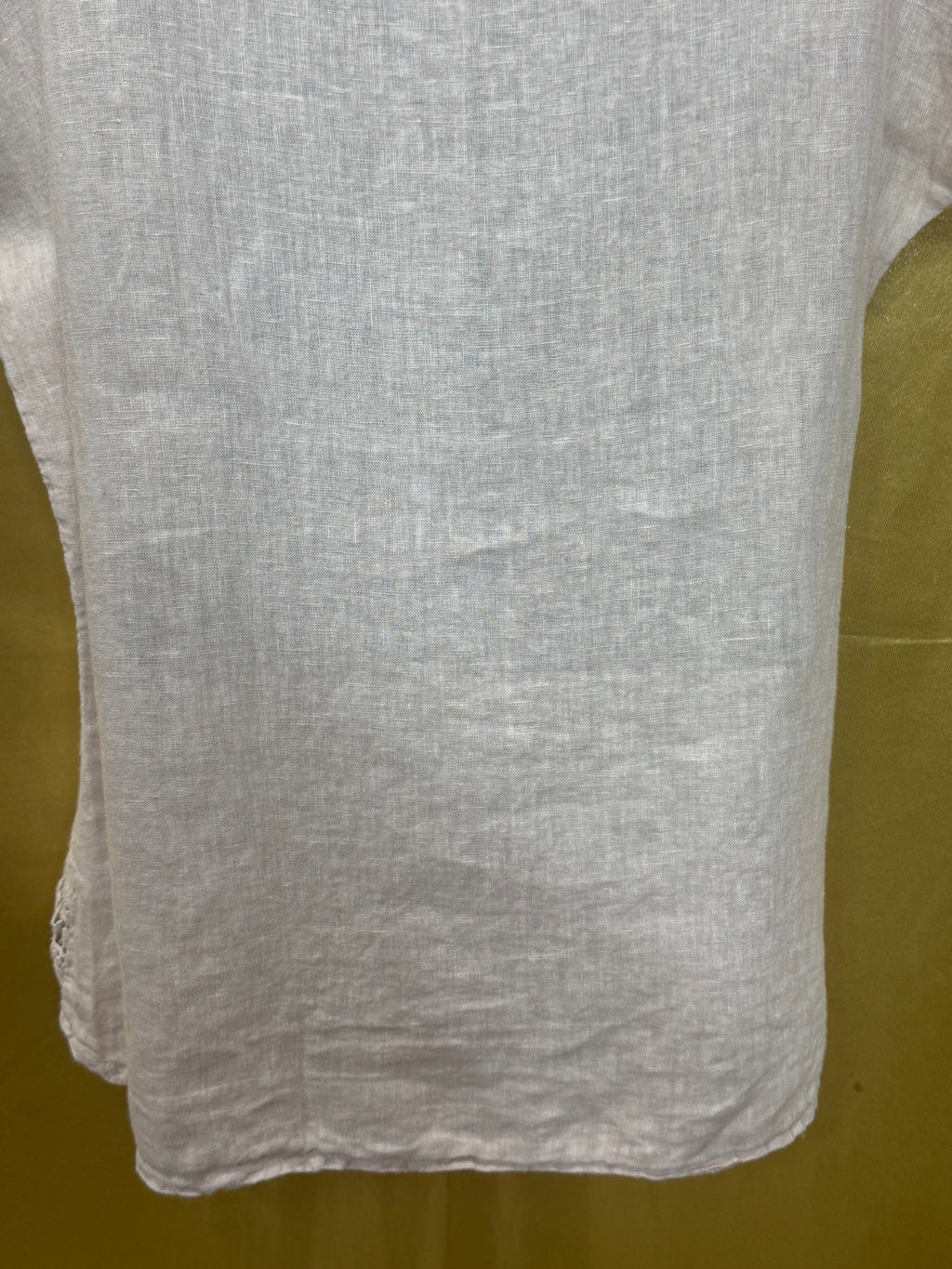 Alessia Pacini Italian Linen Boho Blouse Light Pink Cotton Lace Trim Size Large L