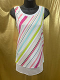 Worthington Vibrant Diagonal Stripe Layered Tunic Tank Top – Size Large
