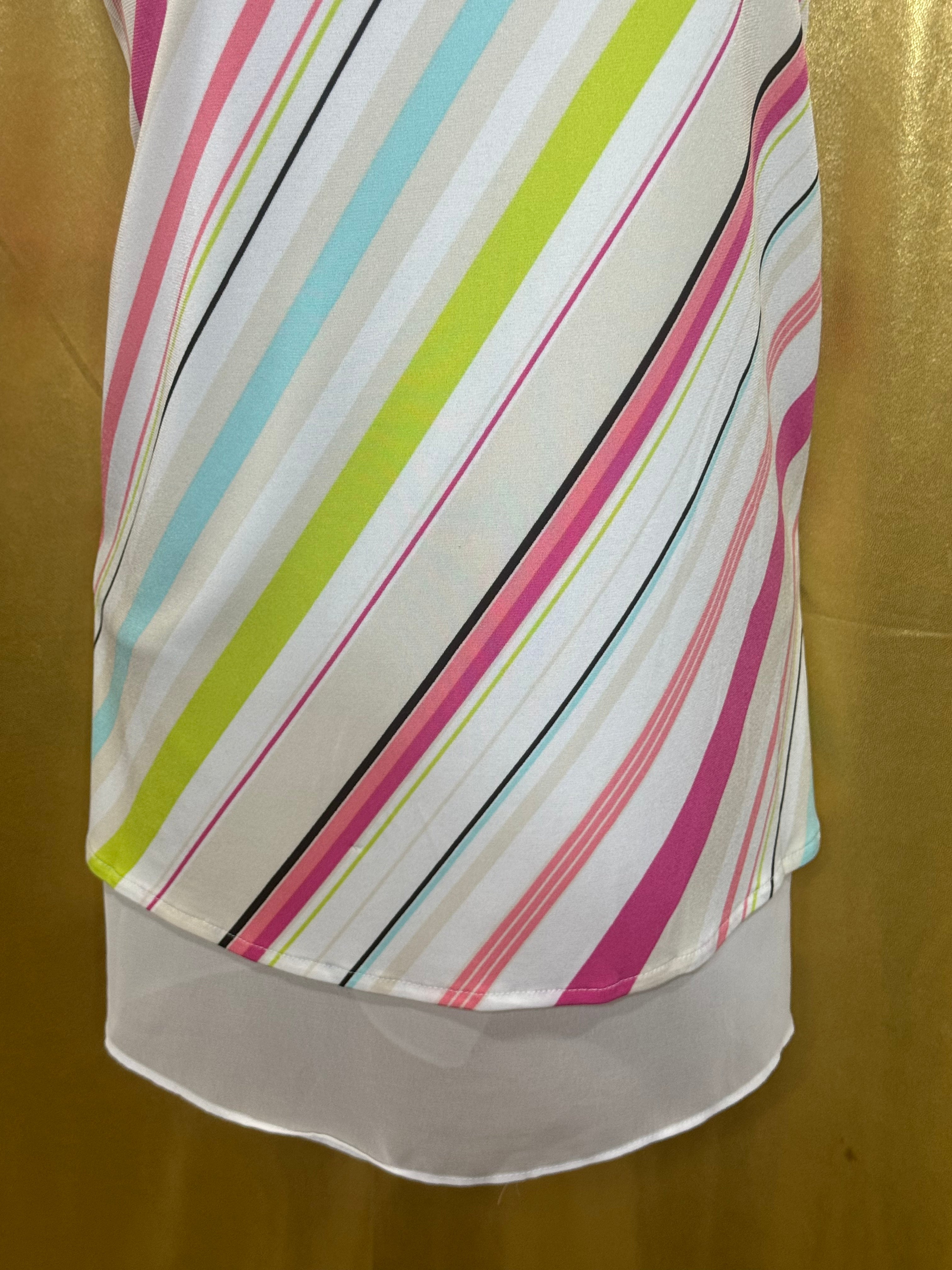 Worthington Vibrant Diagonal Stripe Layered Tunic Tank Top – Size Large