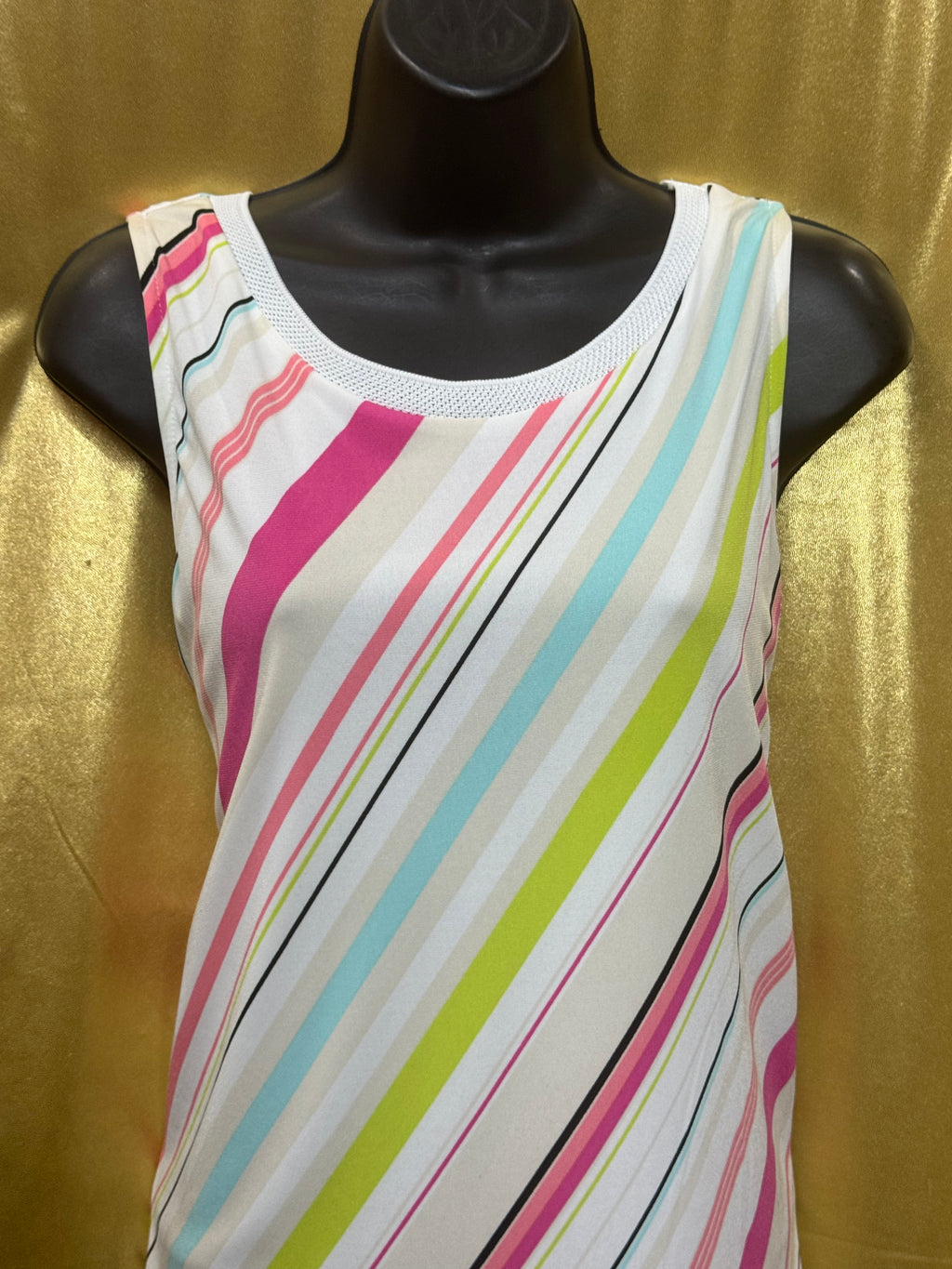 Worthington Vibrant Diagonal Stripe Layered Tunic Tank Top – Size Large