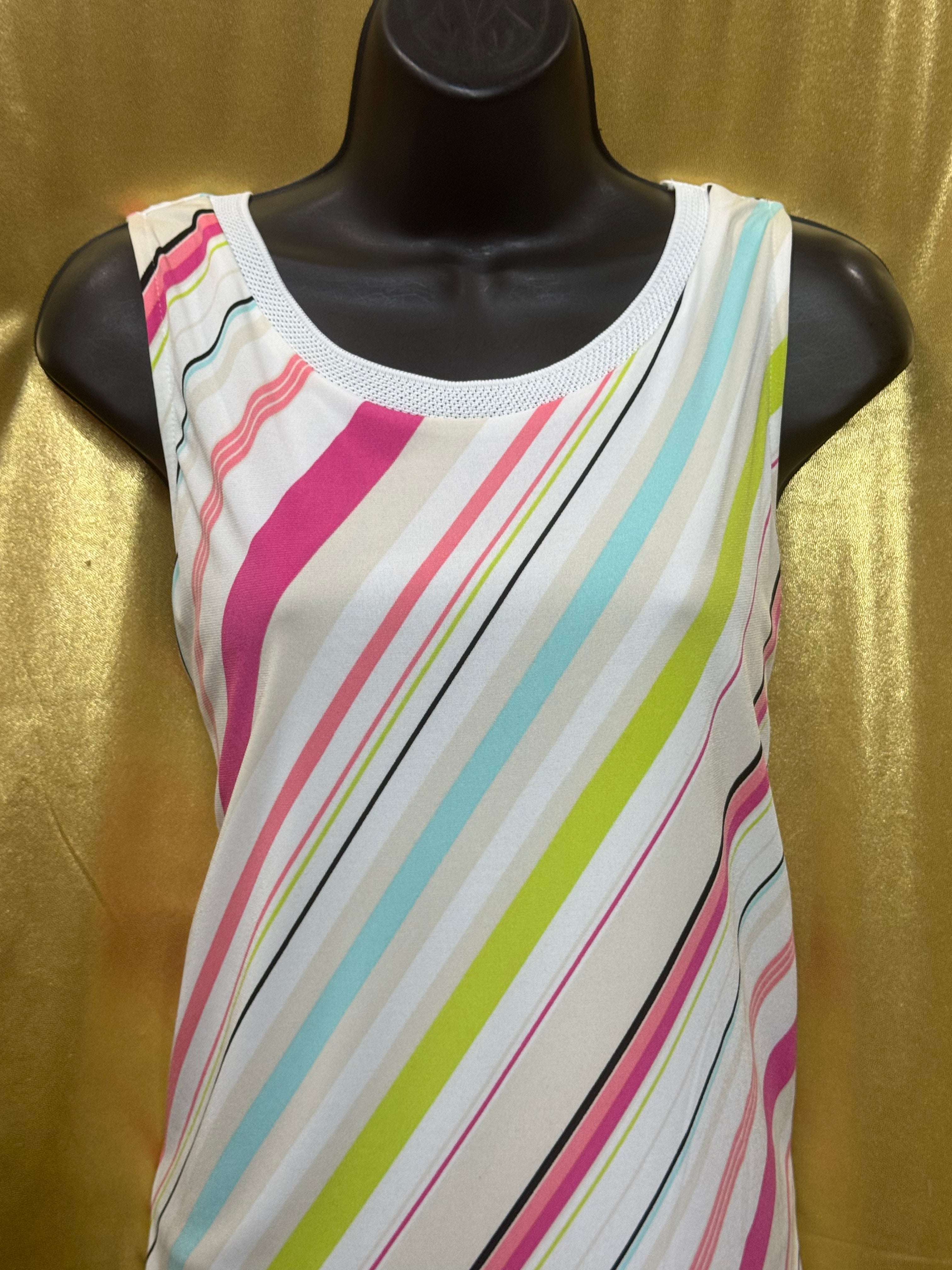 Worthington Vibrant Diagonal Stripe Layered Tunic Tank Top – Size Large